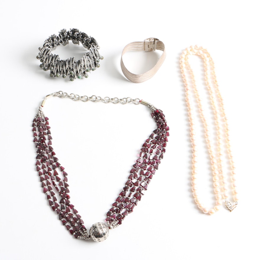 Necklaces and Bracelets Including Sterling Silver and Garnet