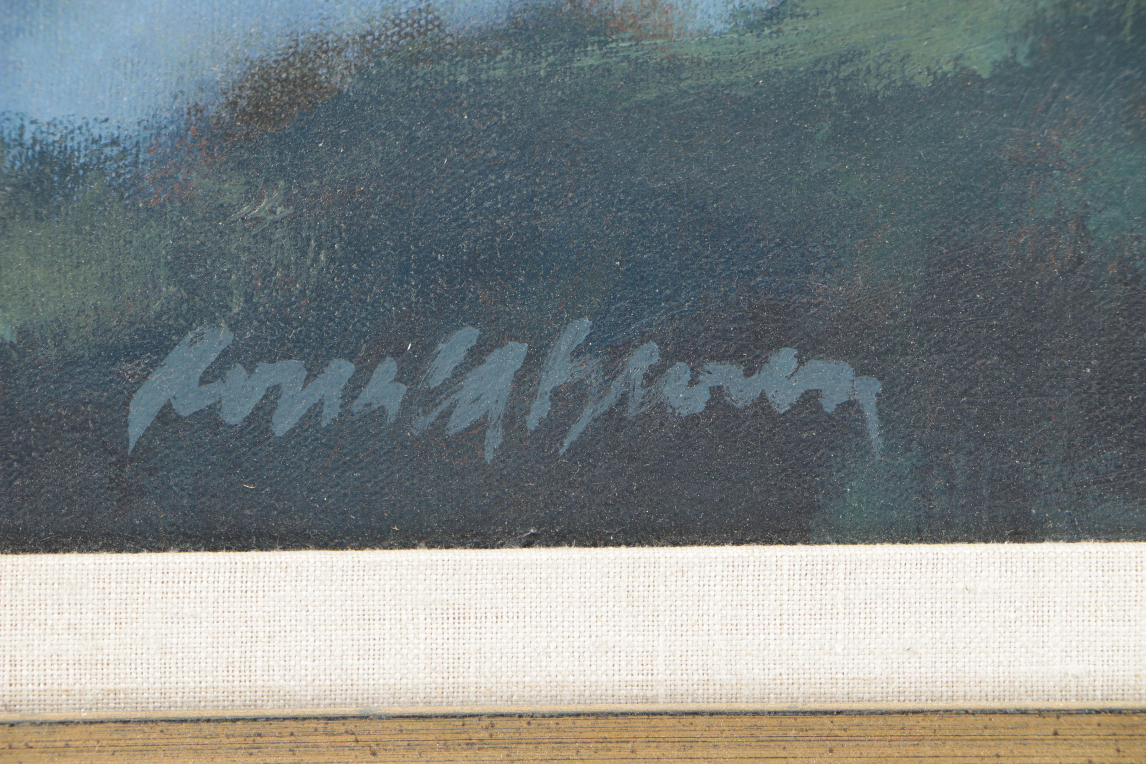 Signed Oil Painting "Dusk along the Rhone"