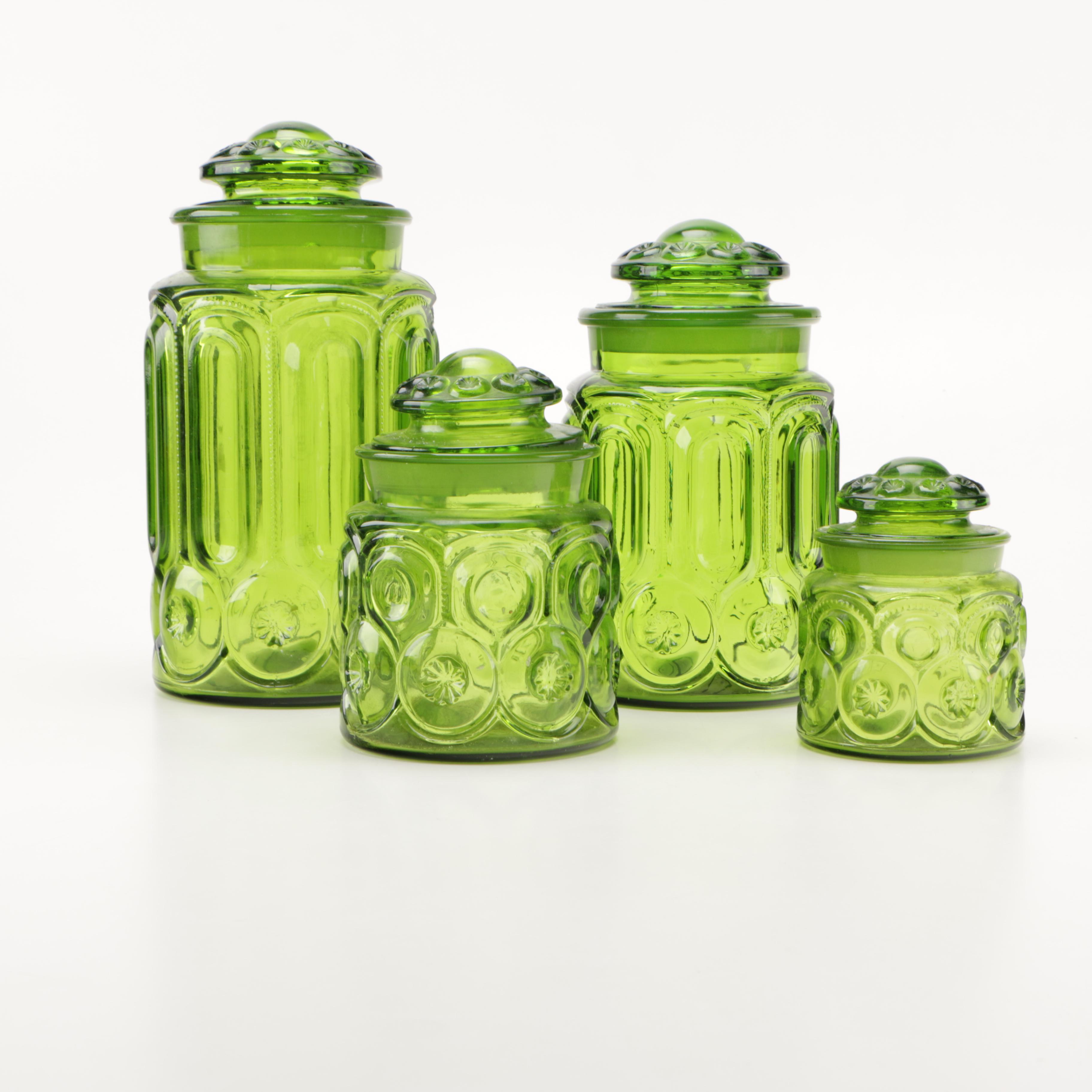 Vintage Green Glass Canisters