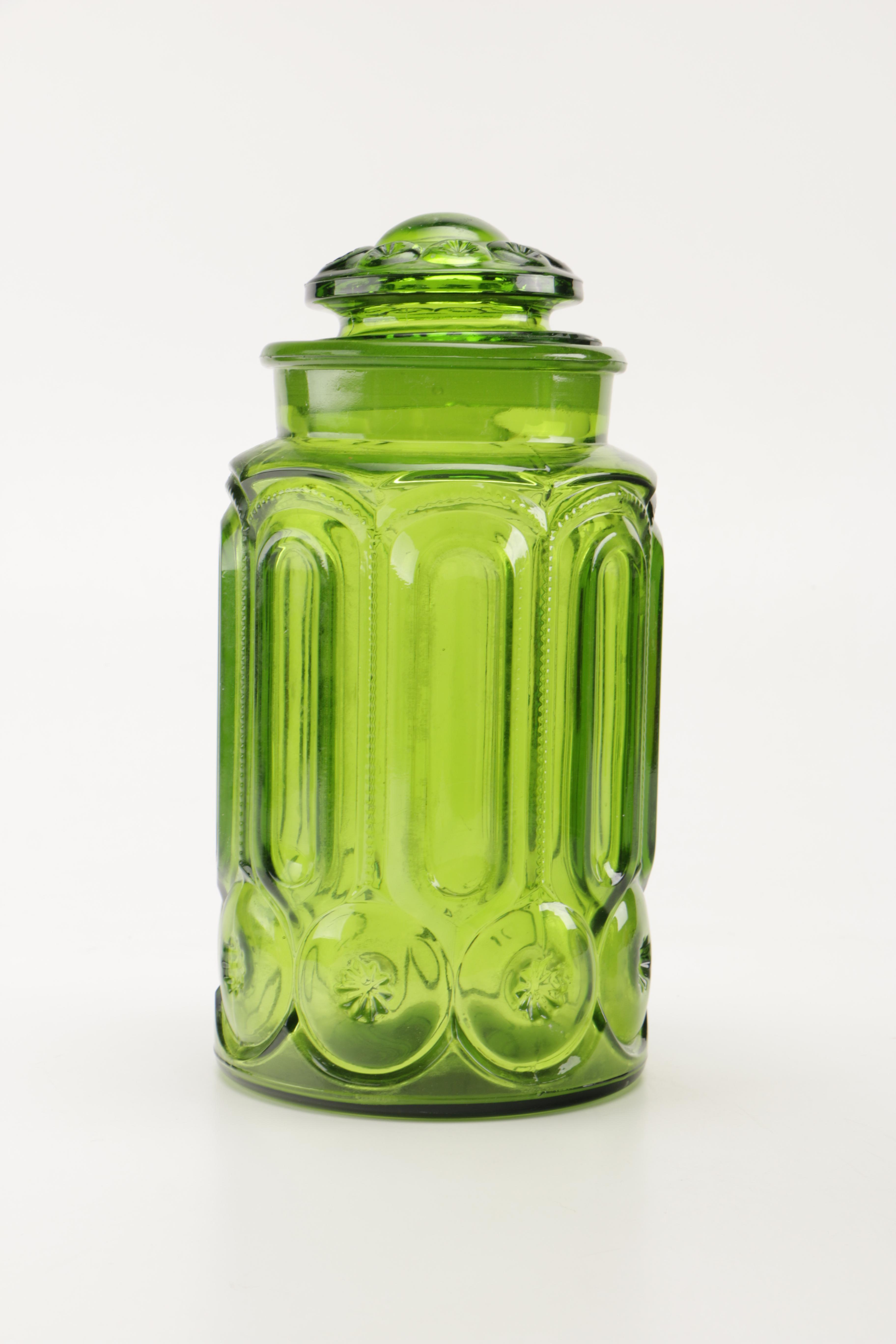 Vintage Green Glass Canisters