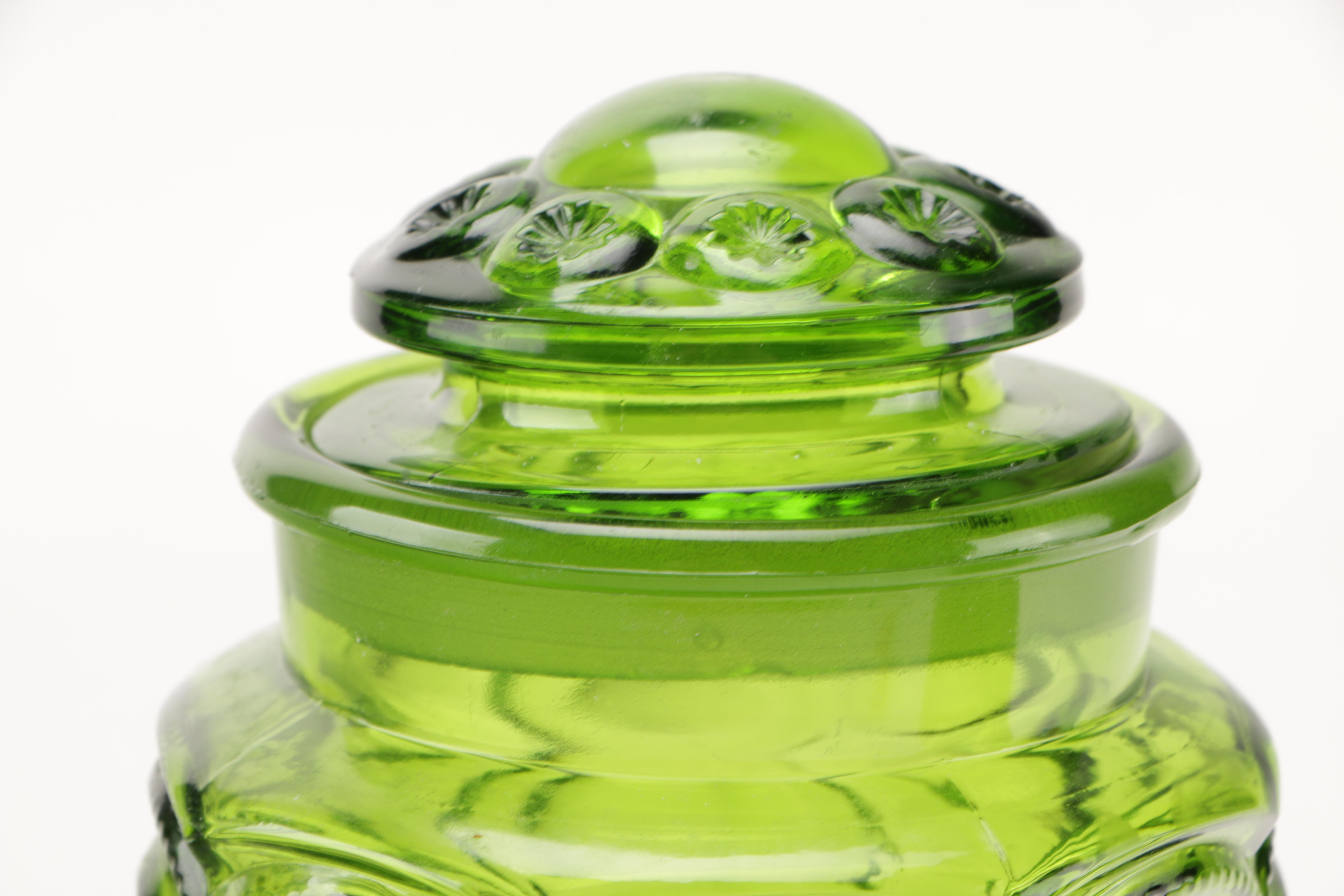 Vintage Green Glass Canisters