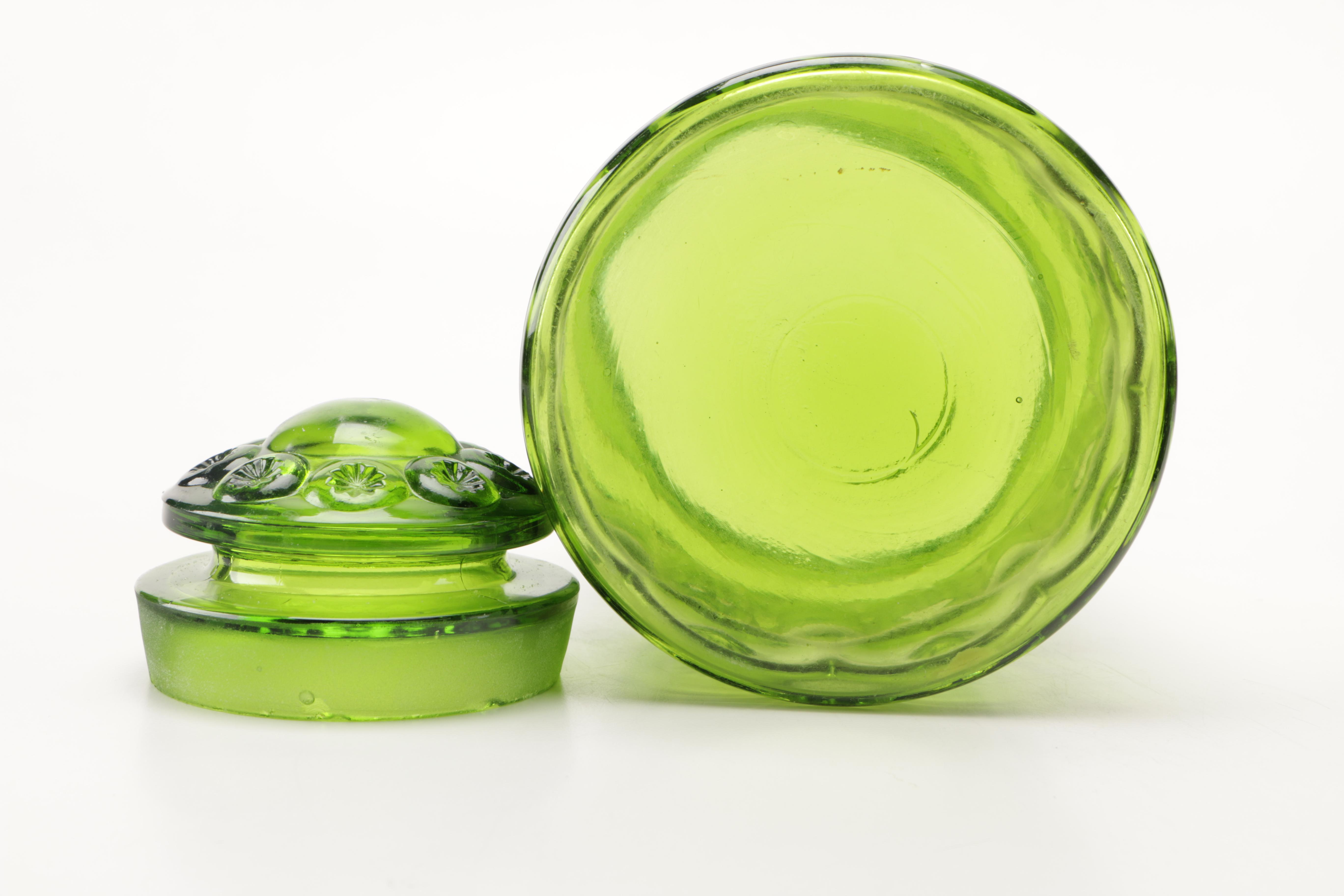 Vintage Green Glass Canisters