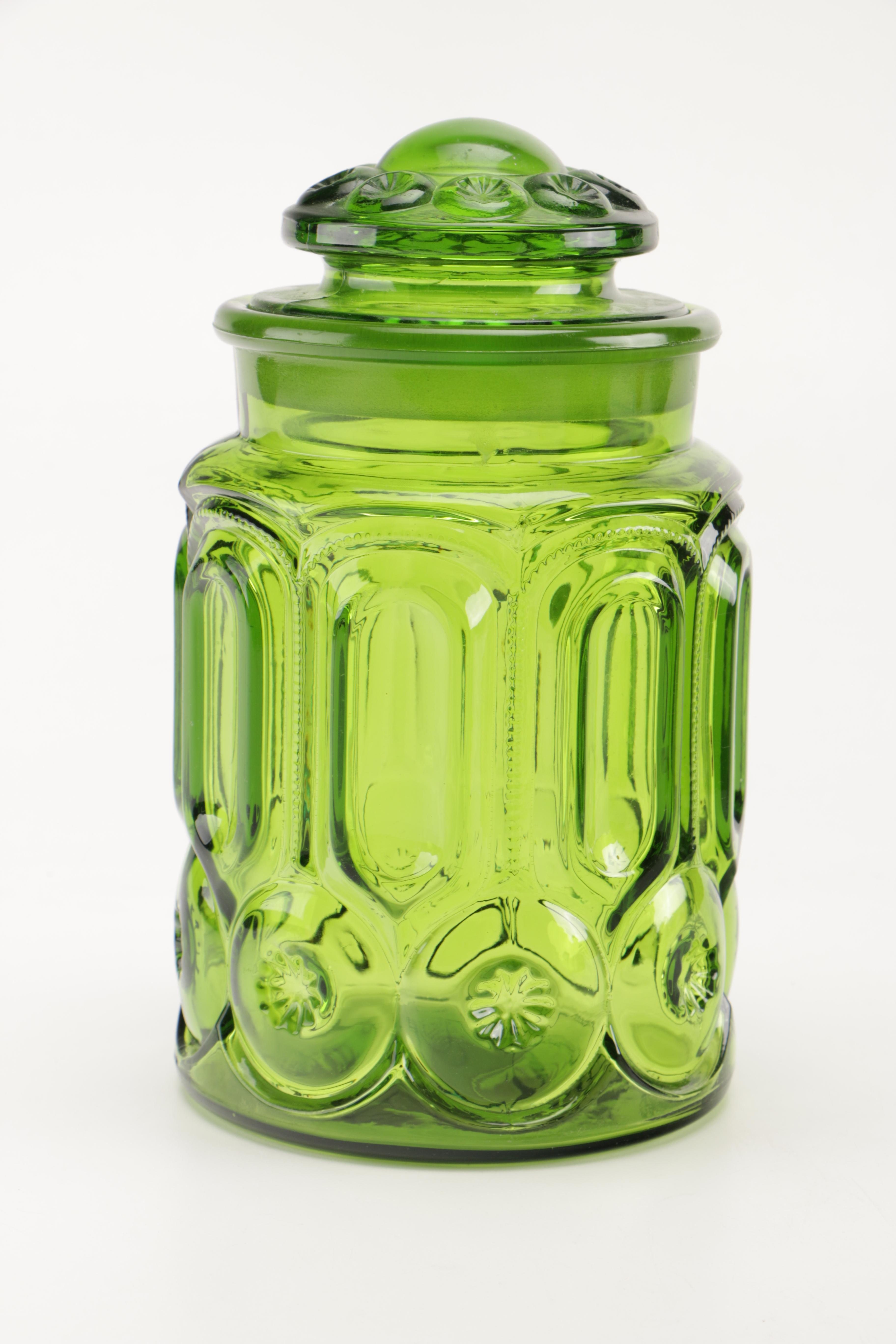 Vintage Green Glass Canisters
