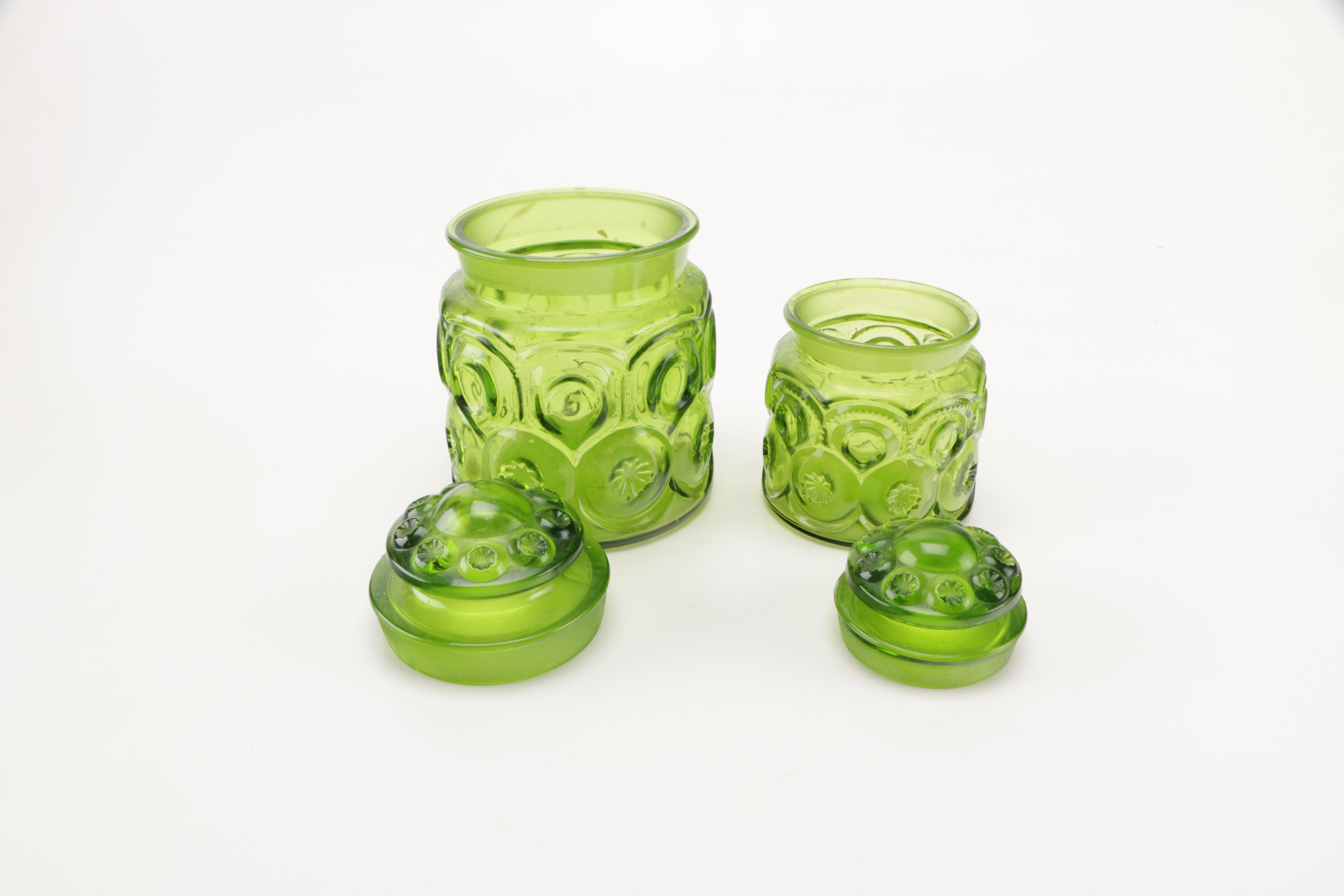 Vintage Green Glass Canisters