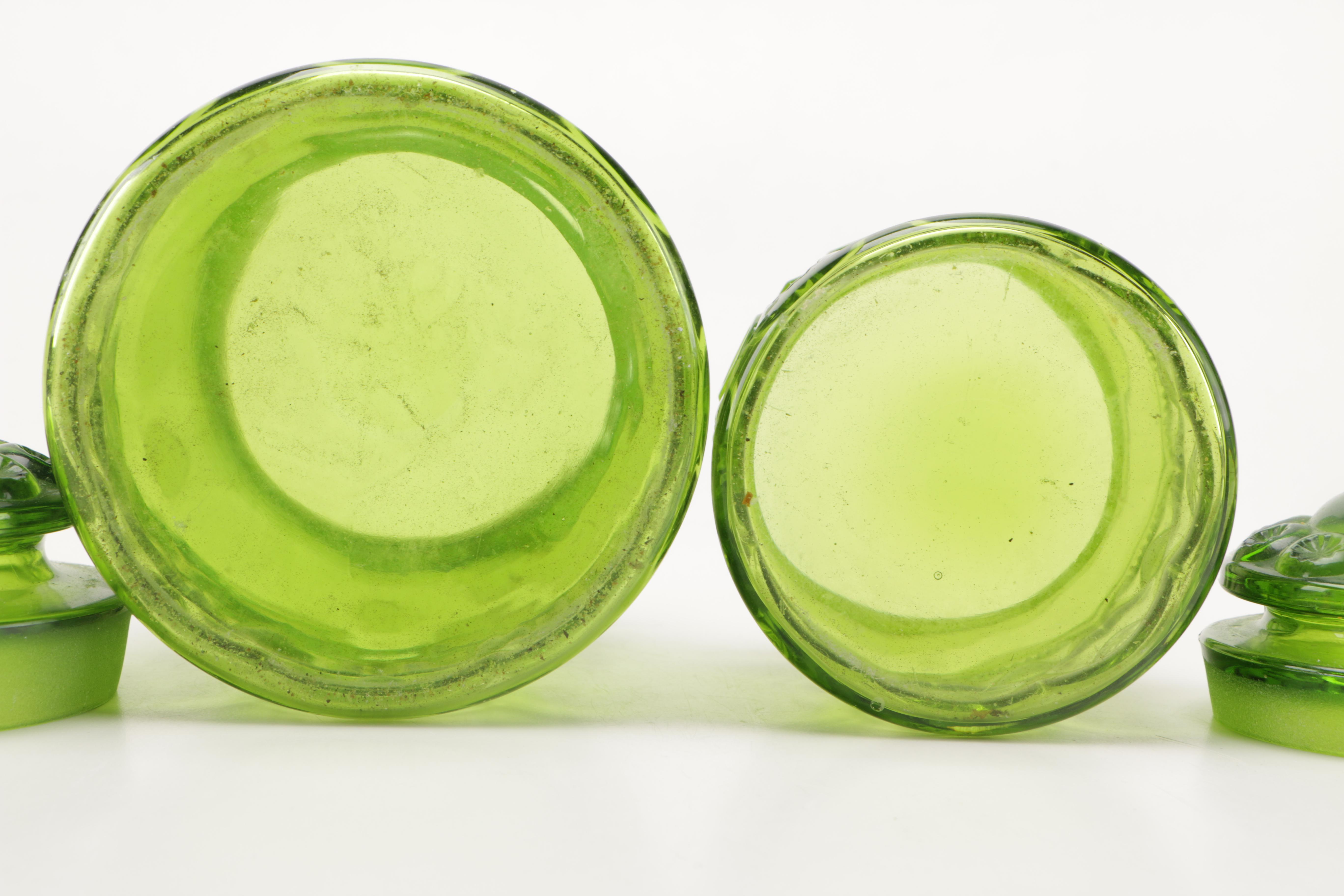 Vintage Green Glass Canisters