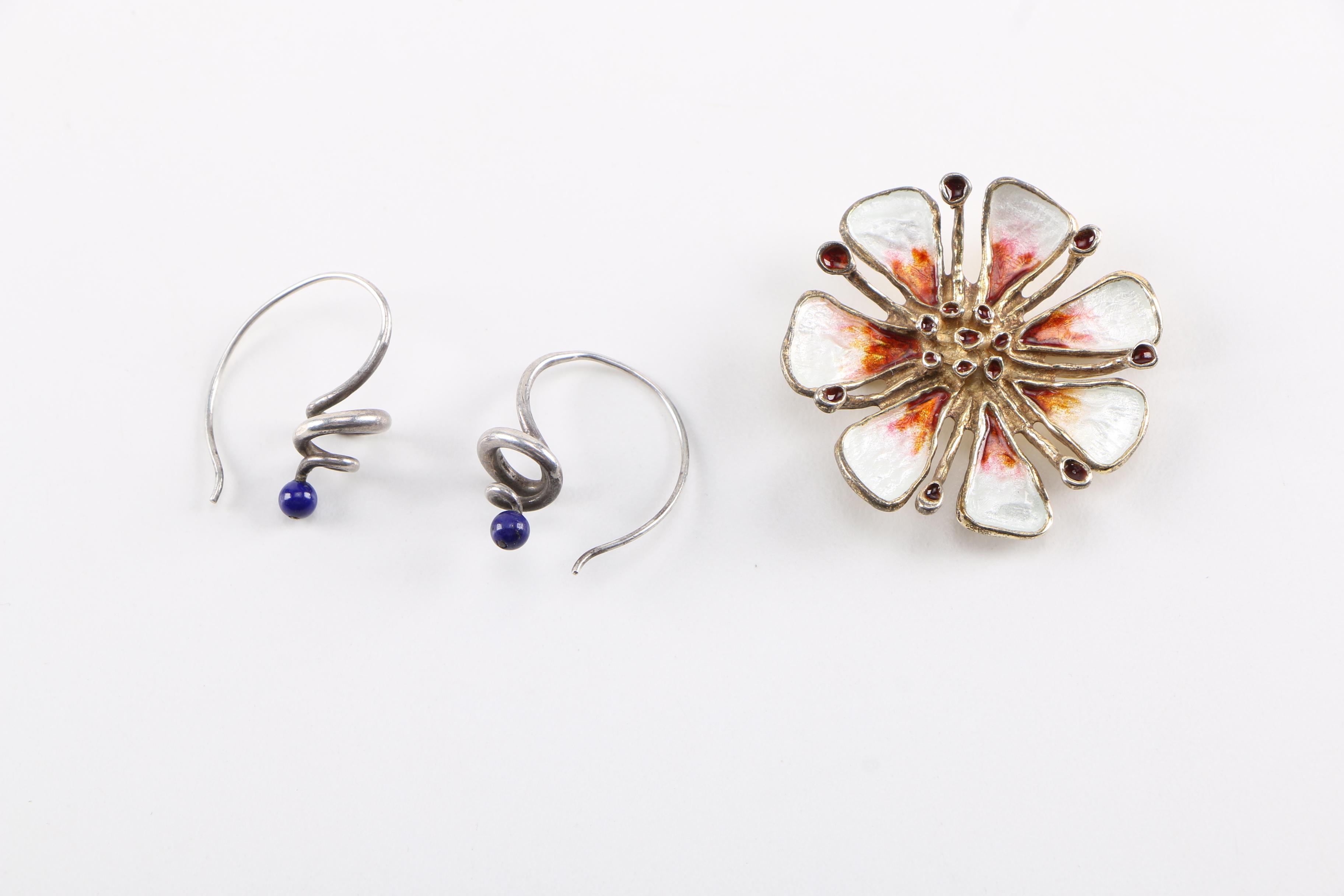Sterling Silver David Andersen Brooch and Earrings