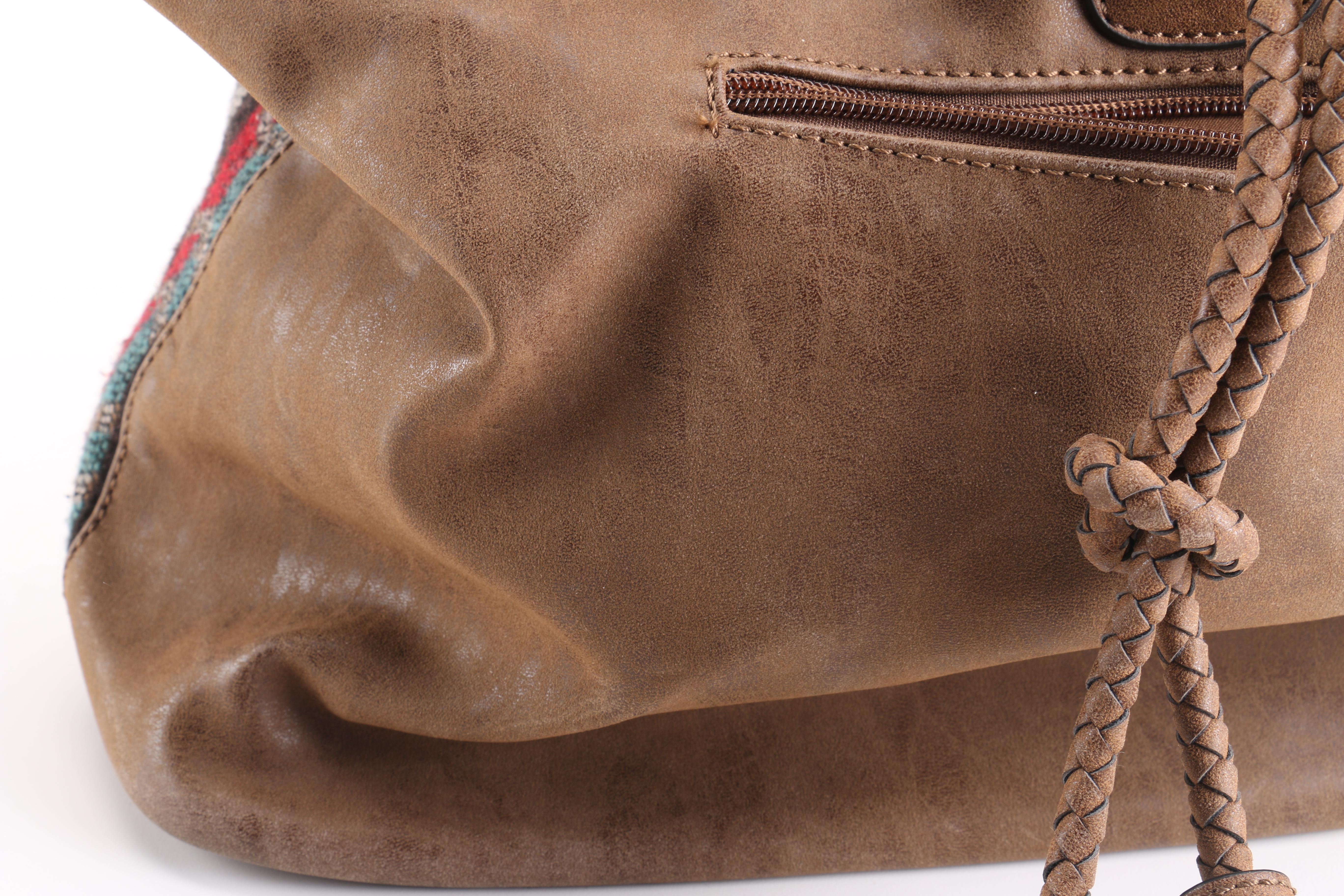 Embossed Leather Floral Purse and Aztec Print Shoulder Bag