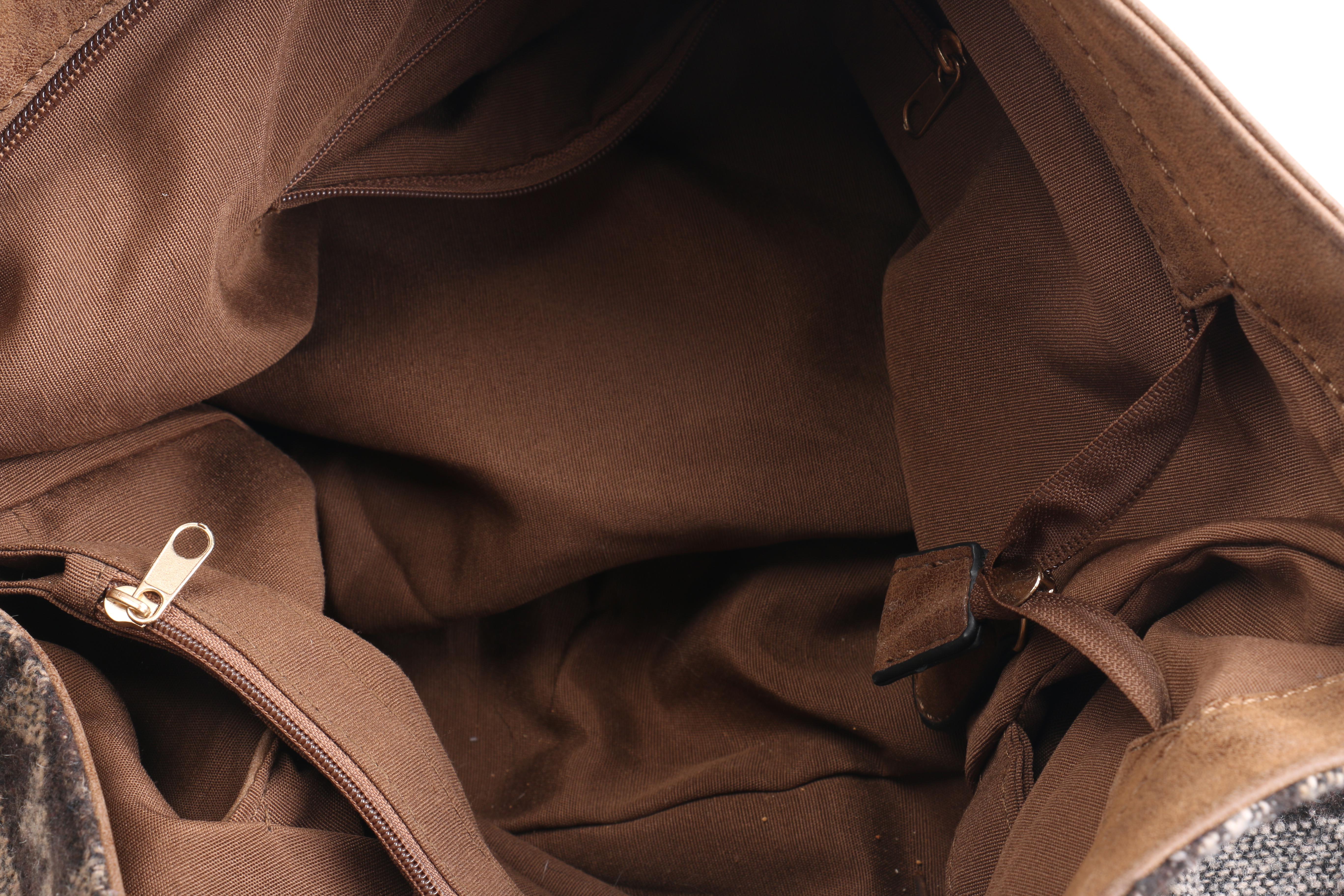 Embossed Leather Floral Purse and Aztec Print Shoulder Bag