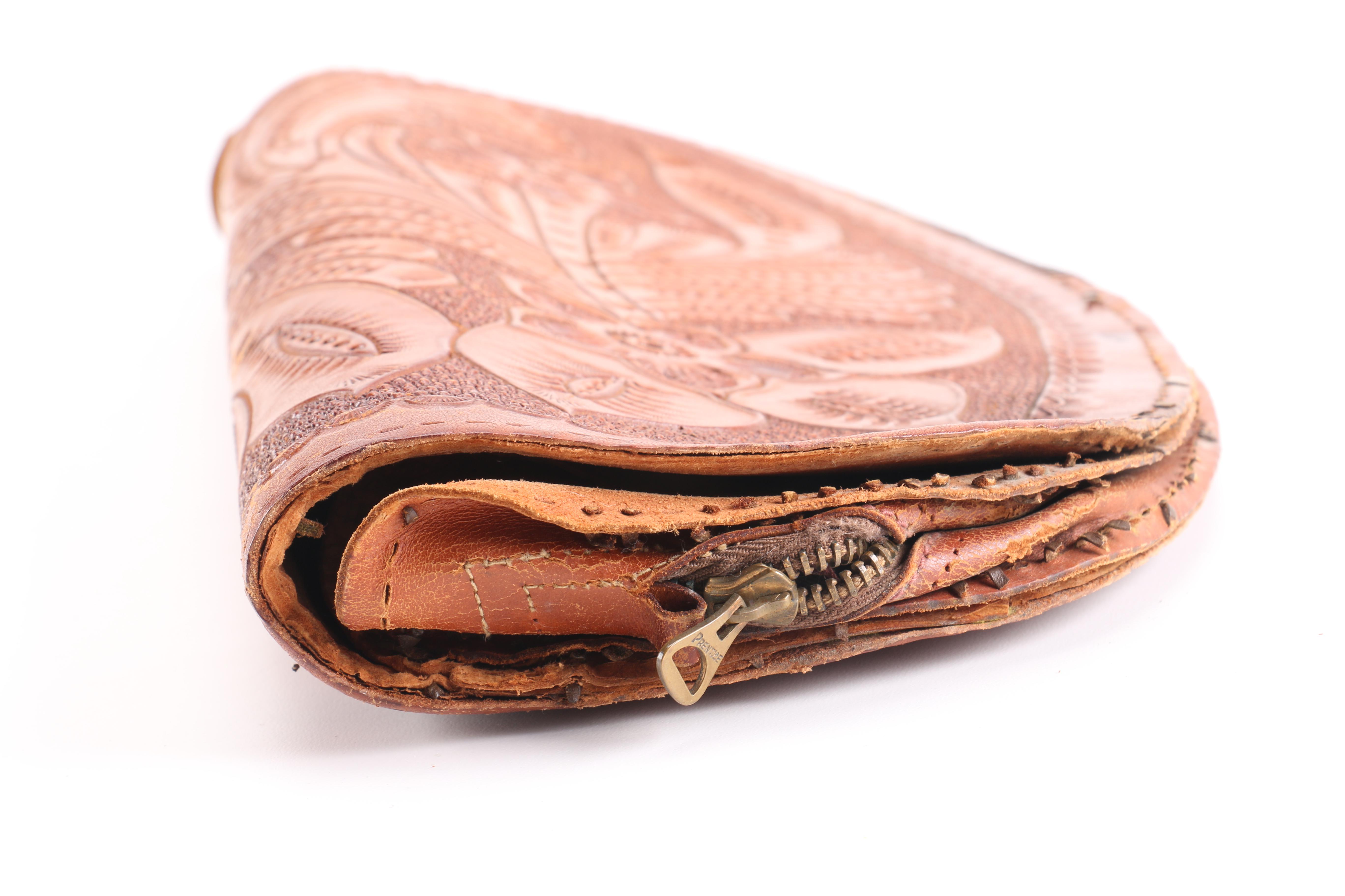 Embossed Leather Floral Purse and Aztec Print Shoulder Bag