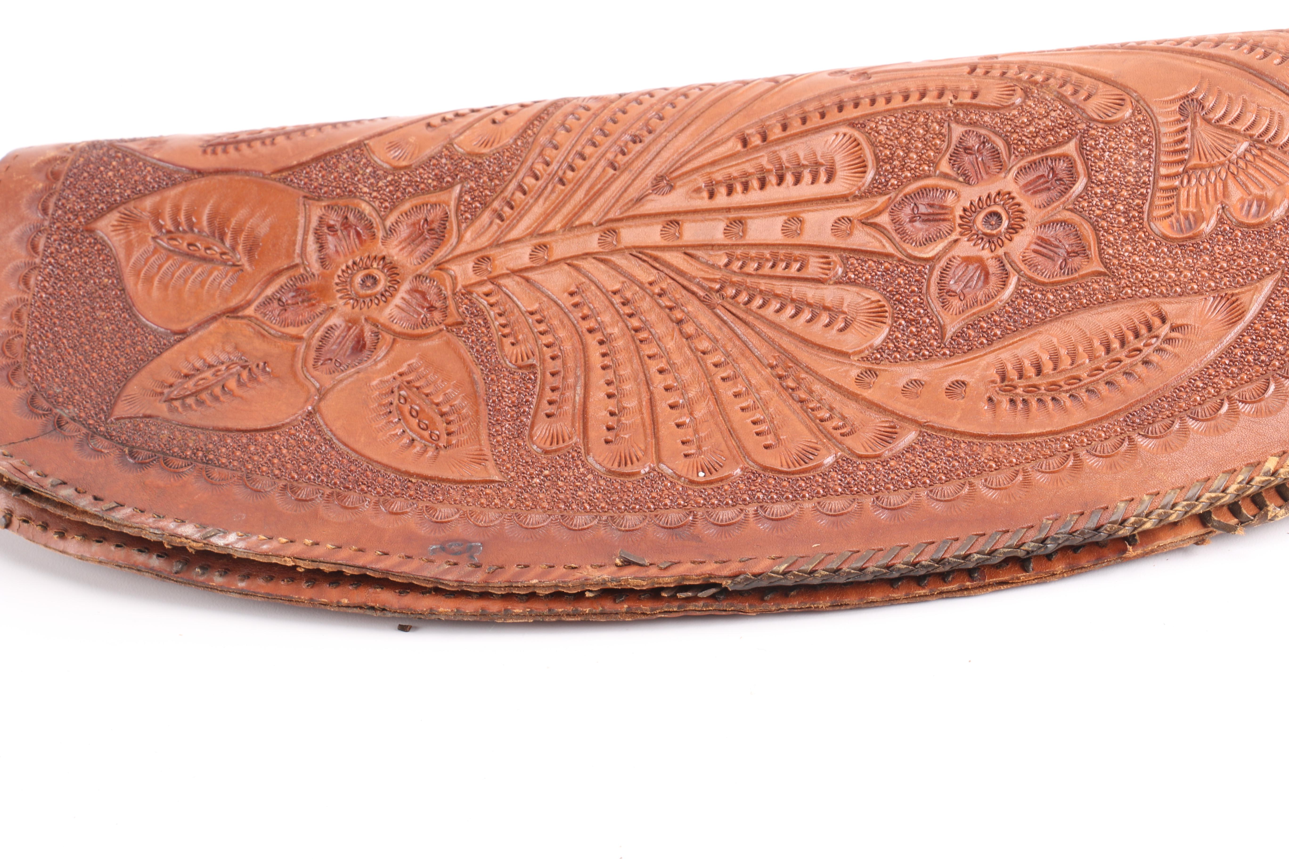 Embossed Leather Floral Purse and Aztec Print Shoulder Bag