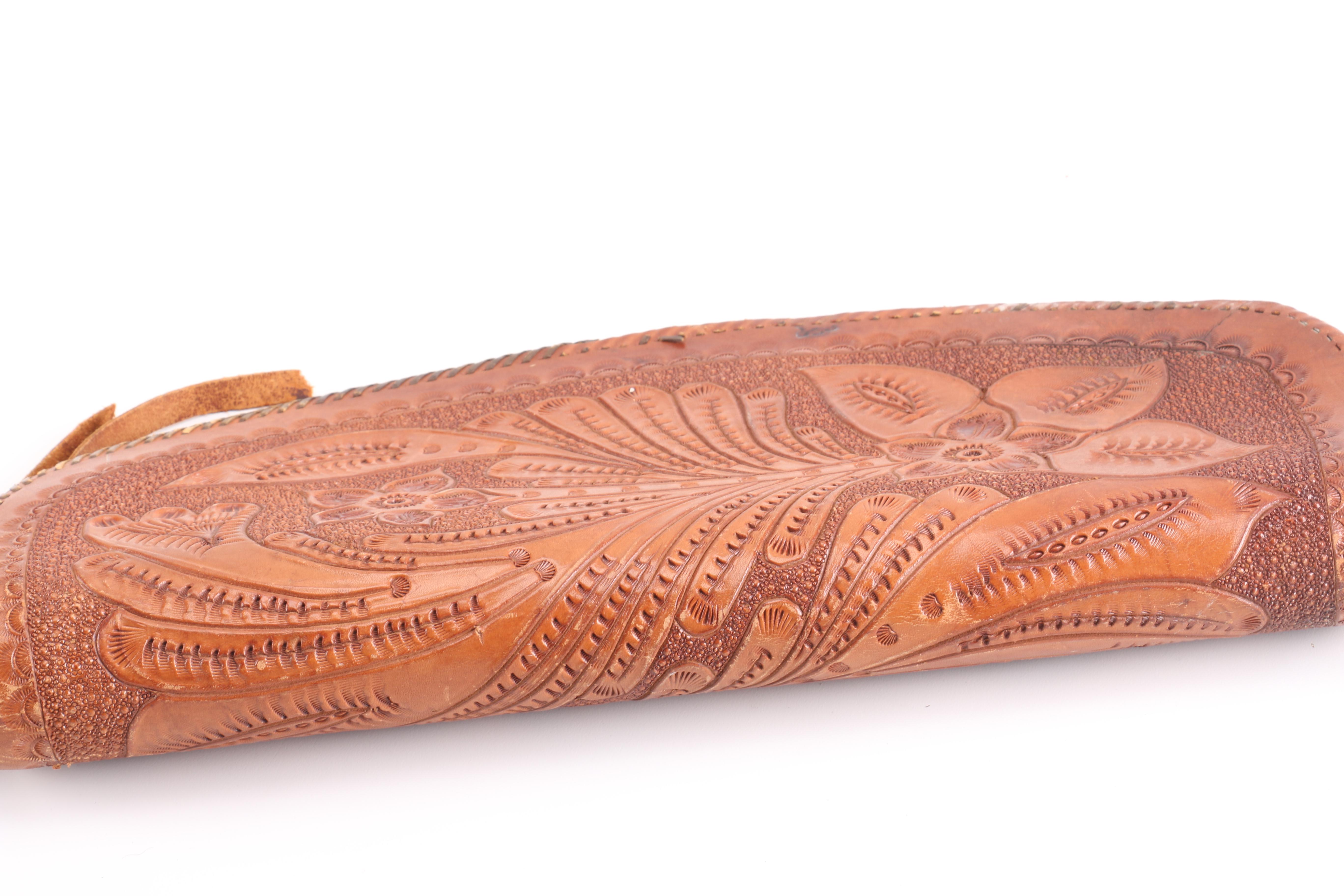 Embossed Leather Floral Purse and Aztec Print Shoulder Bag