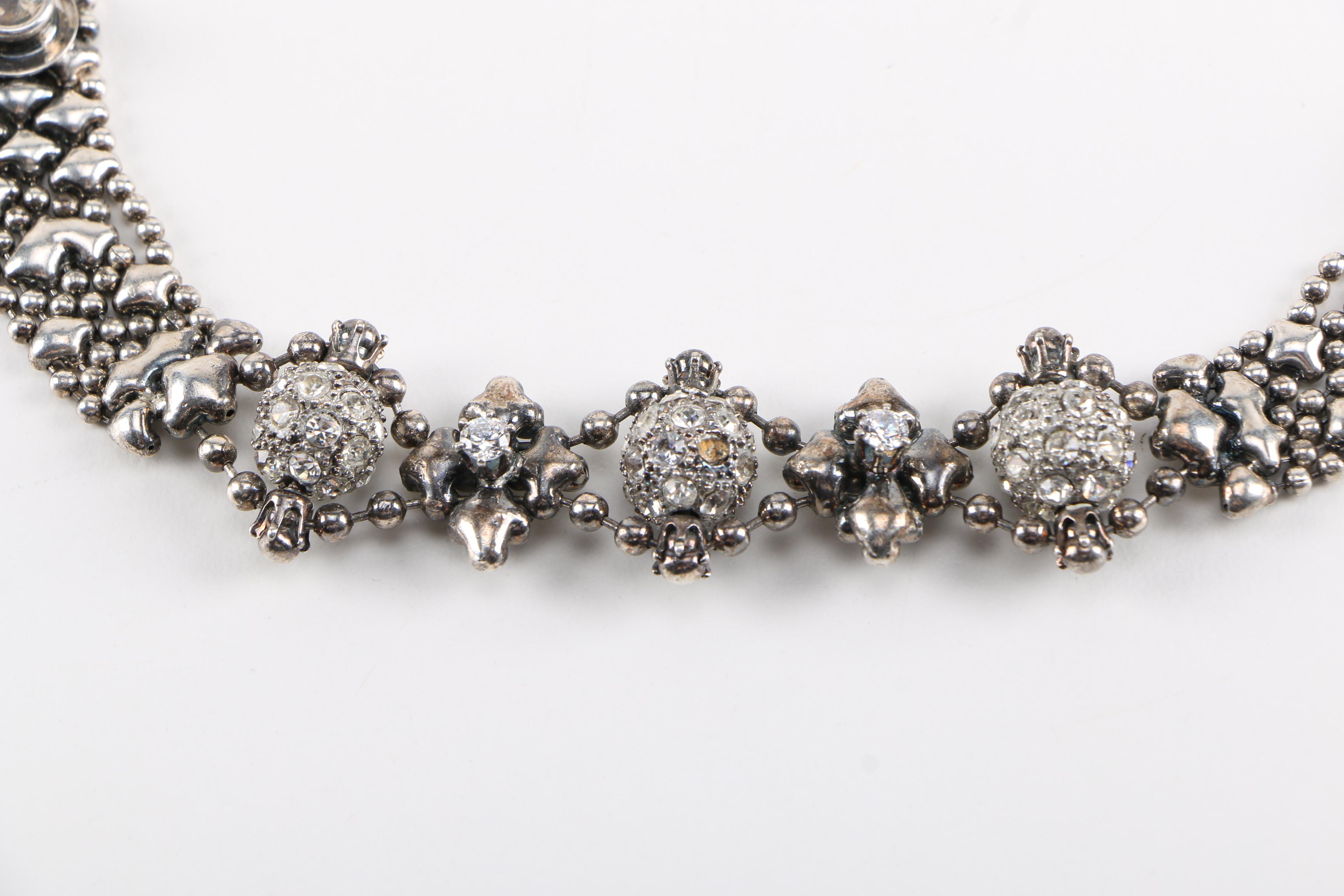 Sergio Gutierrez Silver Tone Liquid Metal Bracelets with Glass and Crystal Accents