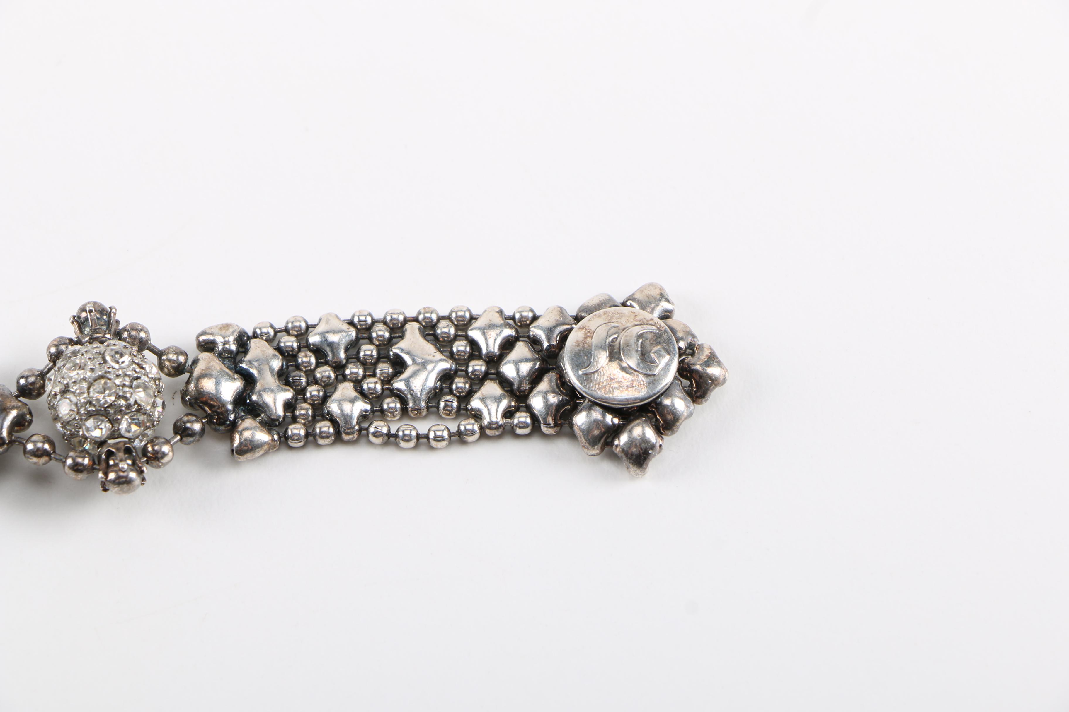Sergio Gutierrez Silver Tone Liquid Metal Bracelets with Glass and Crystal Accents