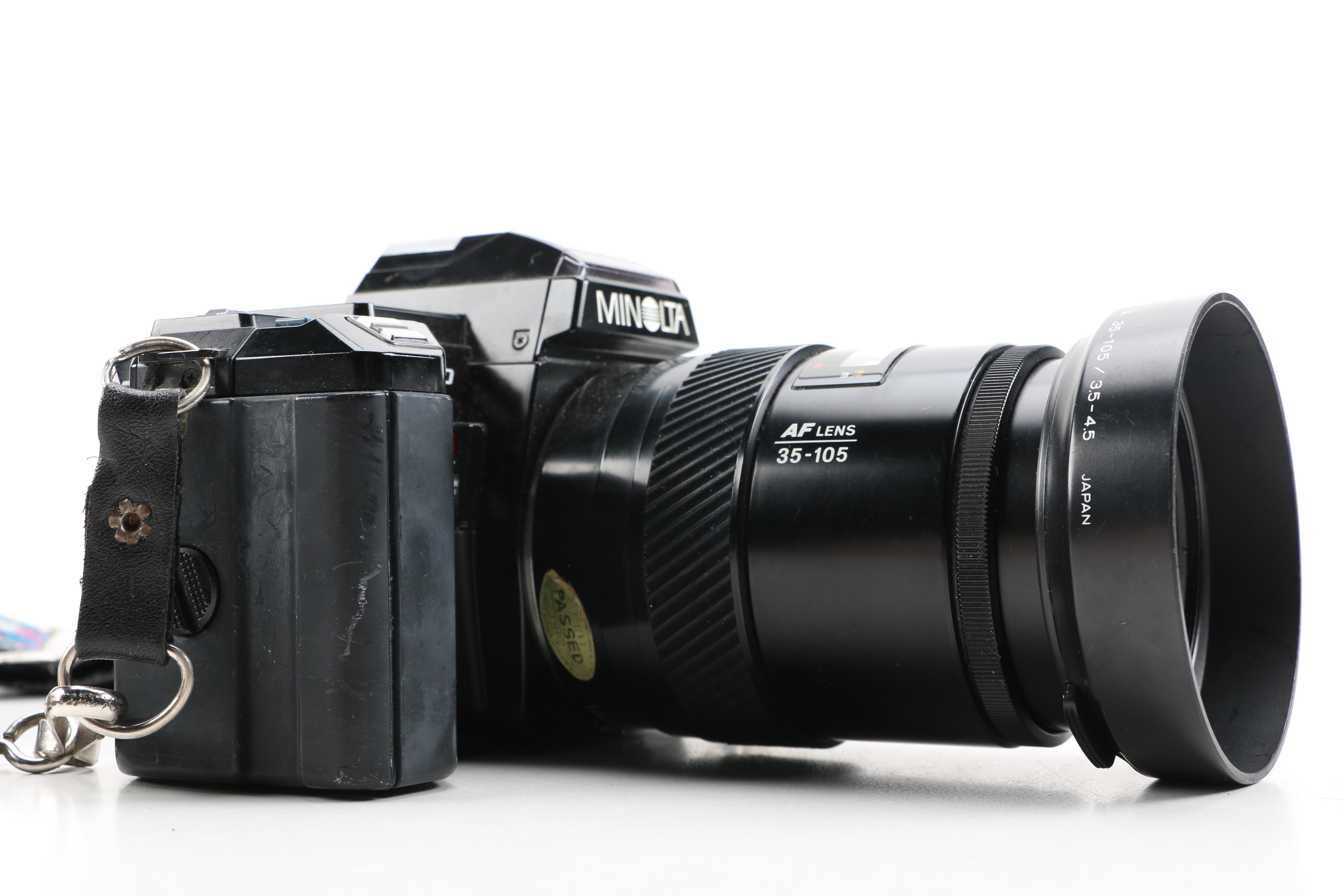 1980s Minolta Maxxum 7000 Camera and Accessories Including Velbon Tripod