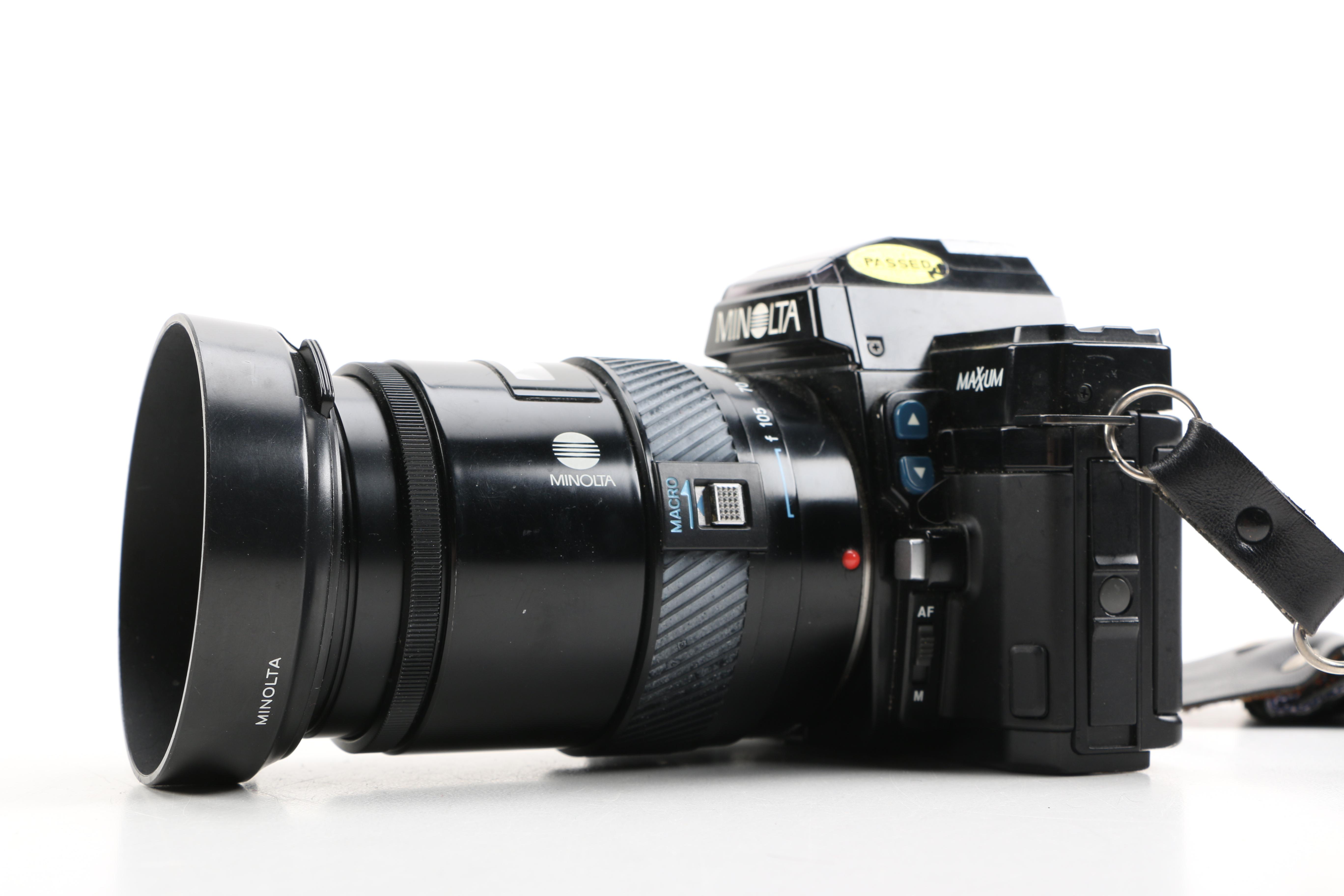 1980s Minolta Maxxum 7000 Camera and Accessories Including Velbon Tripod