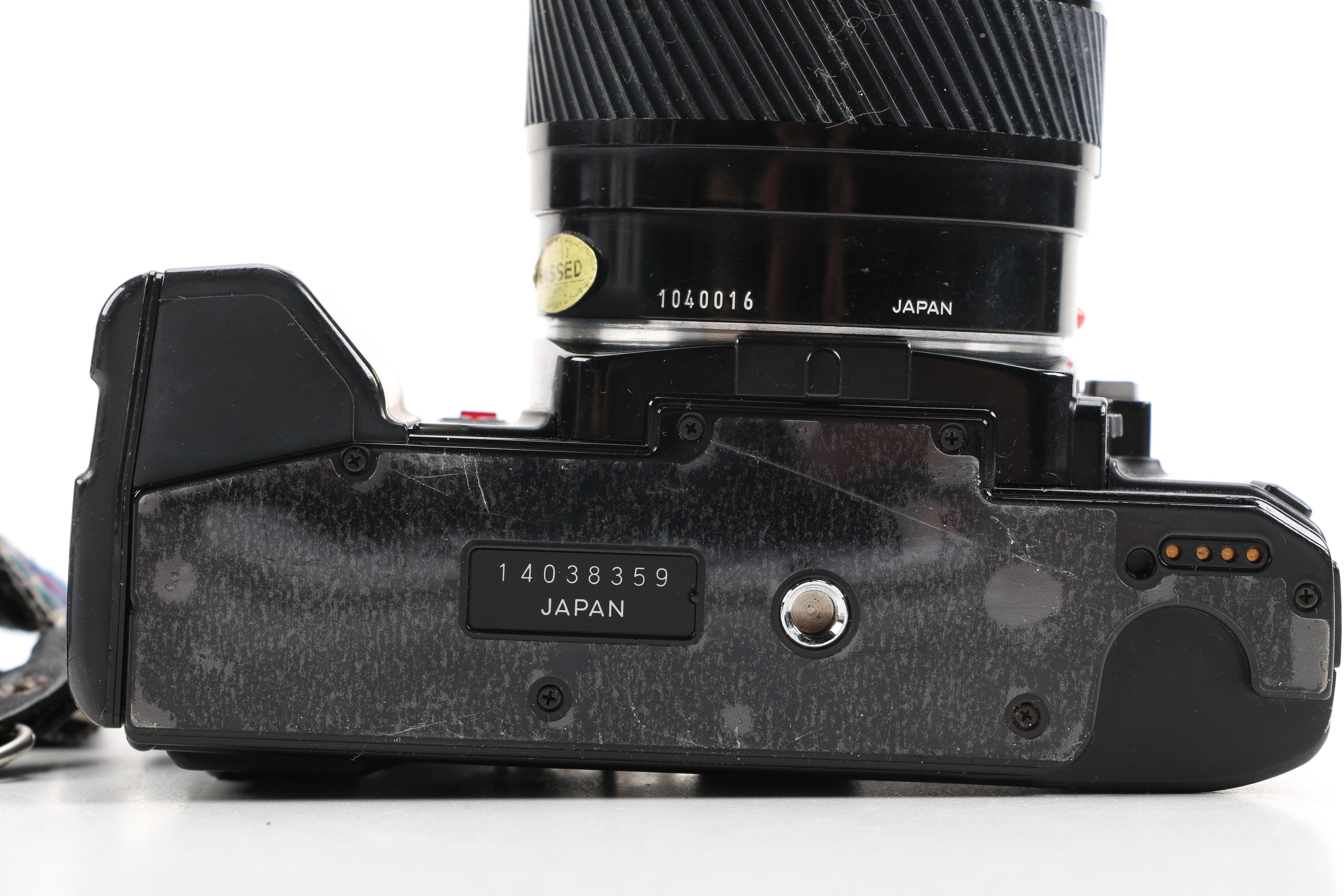 1980s Minolta Maxxum 7000 Camera and Accessories Including Velbon Tripod