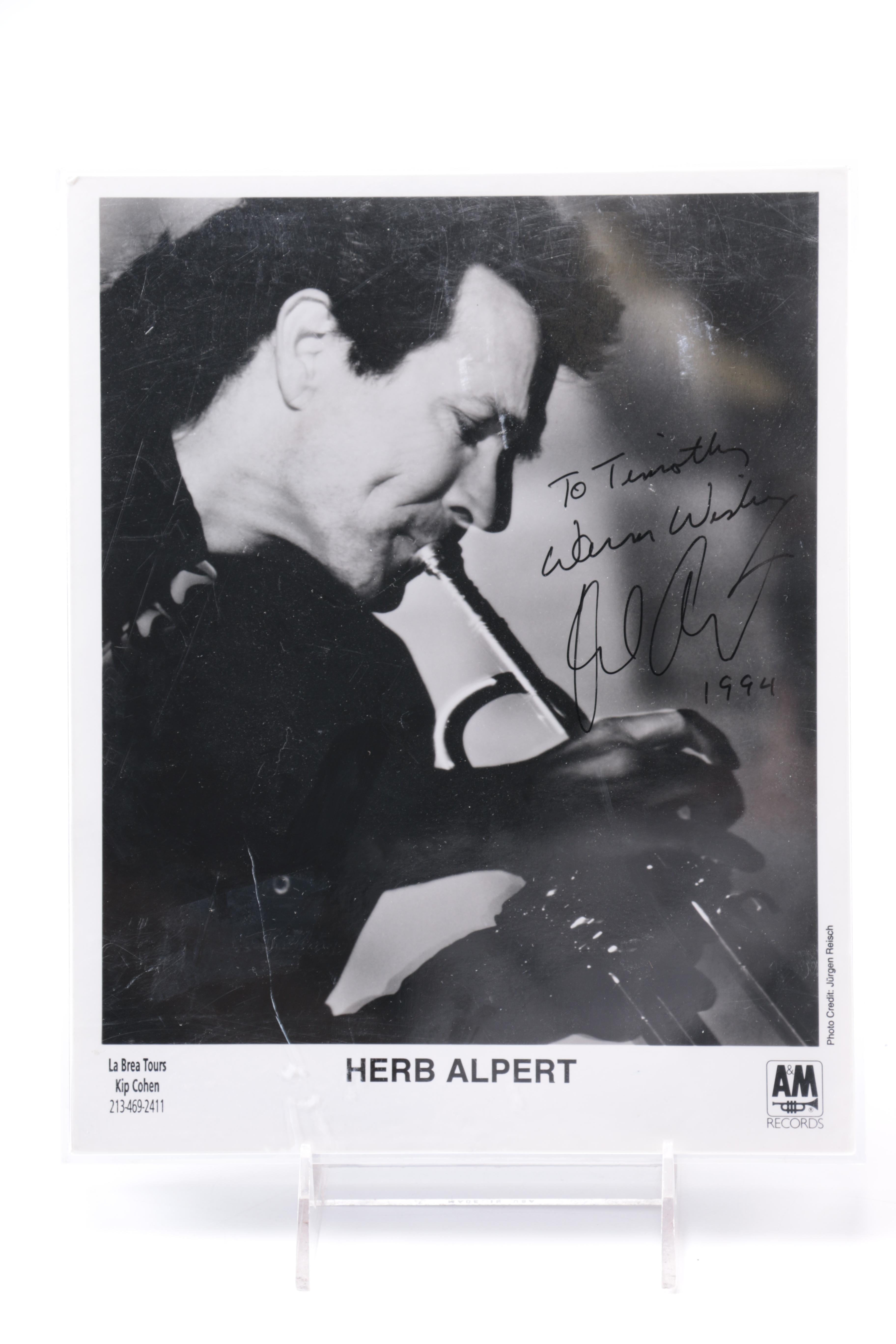 Signed Herb Alpert Nigel Olsson and Walter Trout Photographs