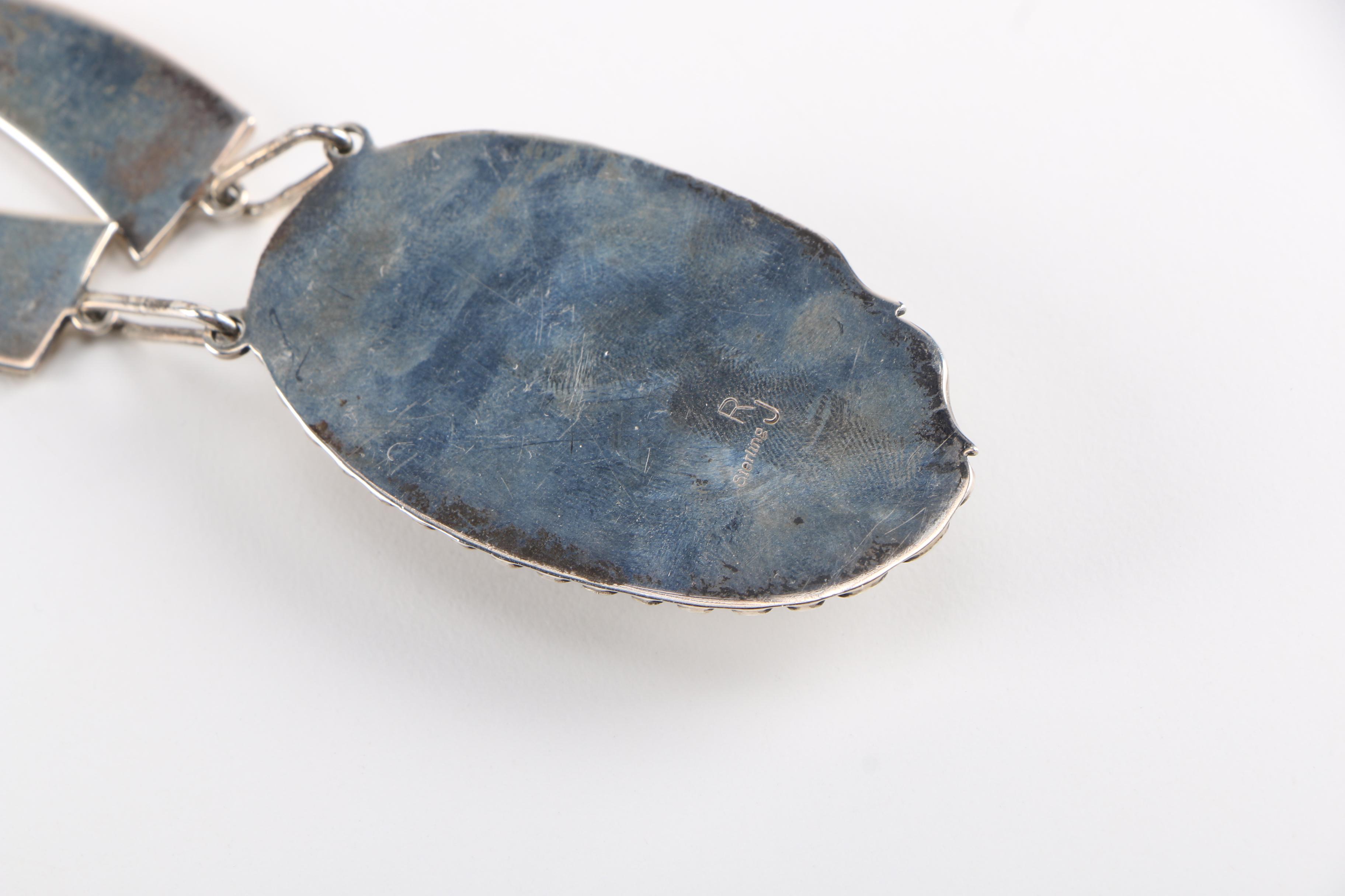 Southwestern Style Sterling and Turquoise Necklace