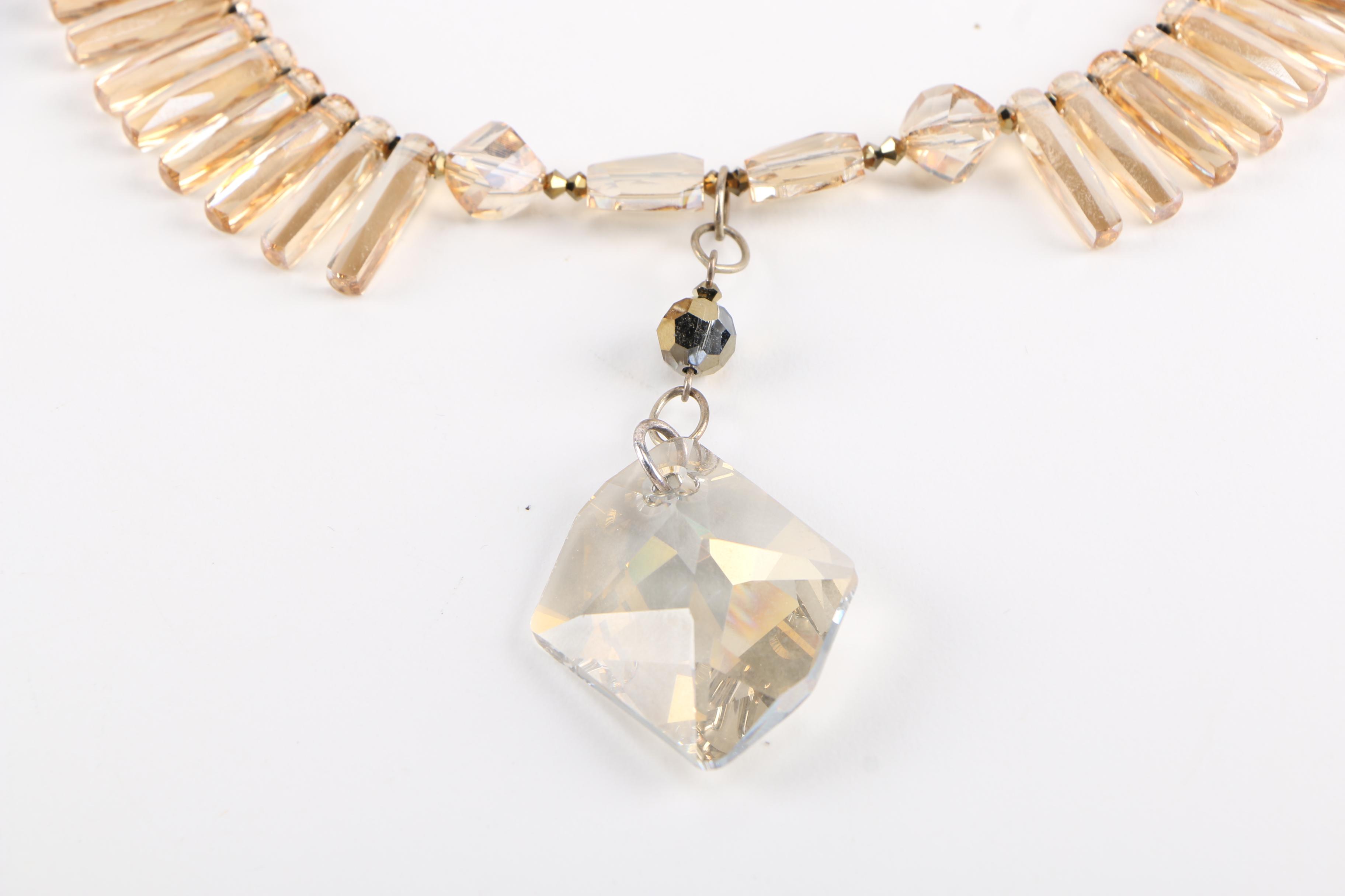 Sterling Silver Crystal Demi Parure