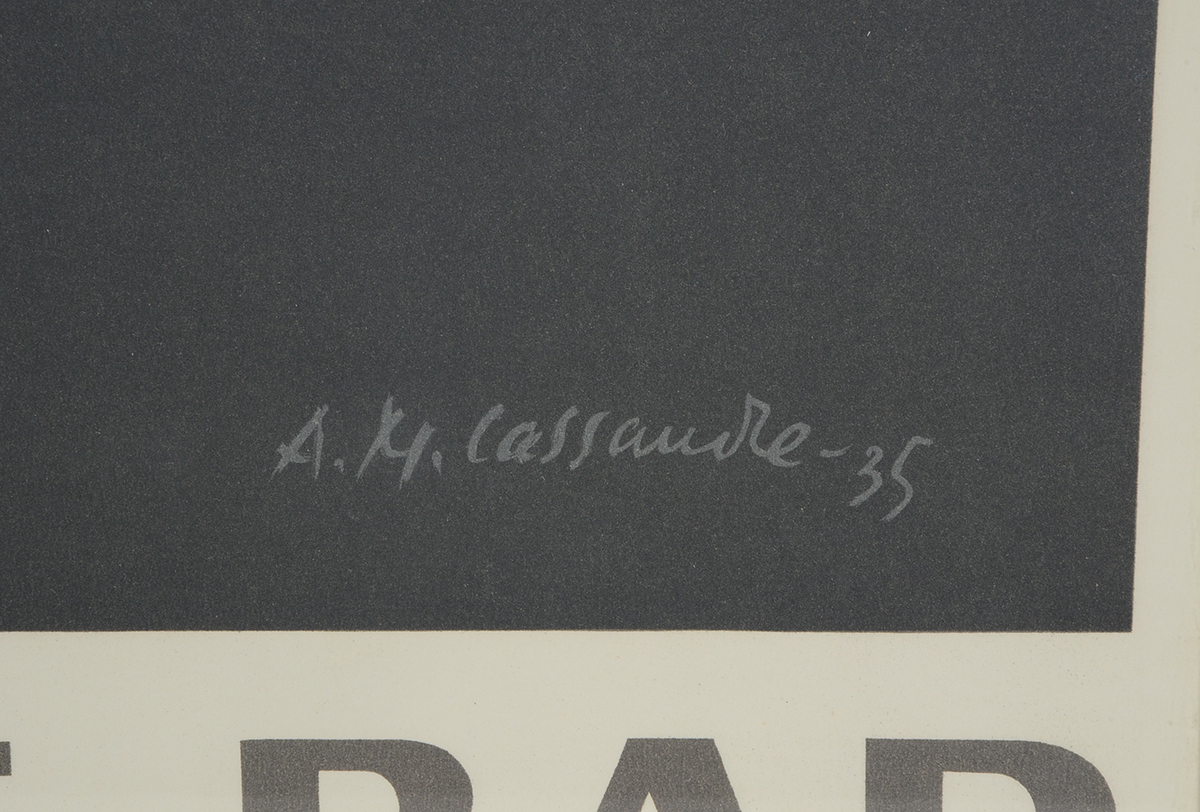 Original 1984 Color Lithograph Poster "Willi's Wine Bar, Paris" Designed by A. M. Cassandre