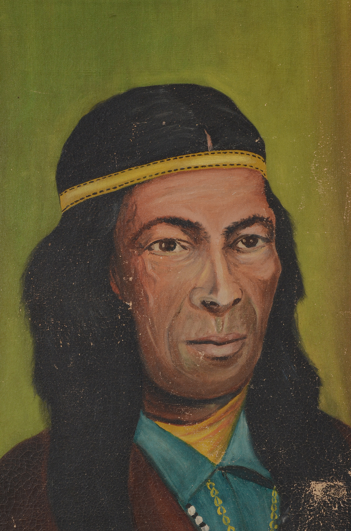 Fred Kuller Original Oil Native American Portrait on Canvas