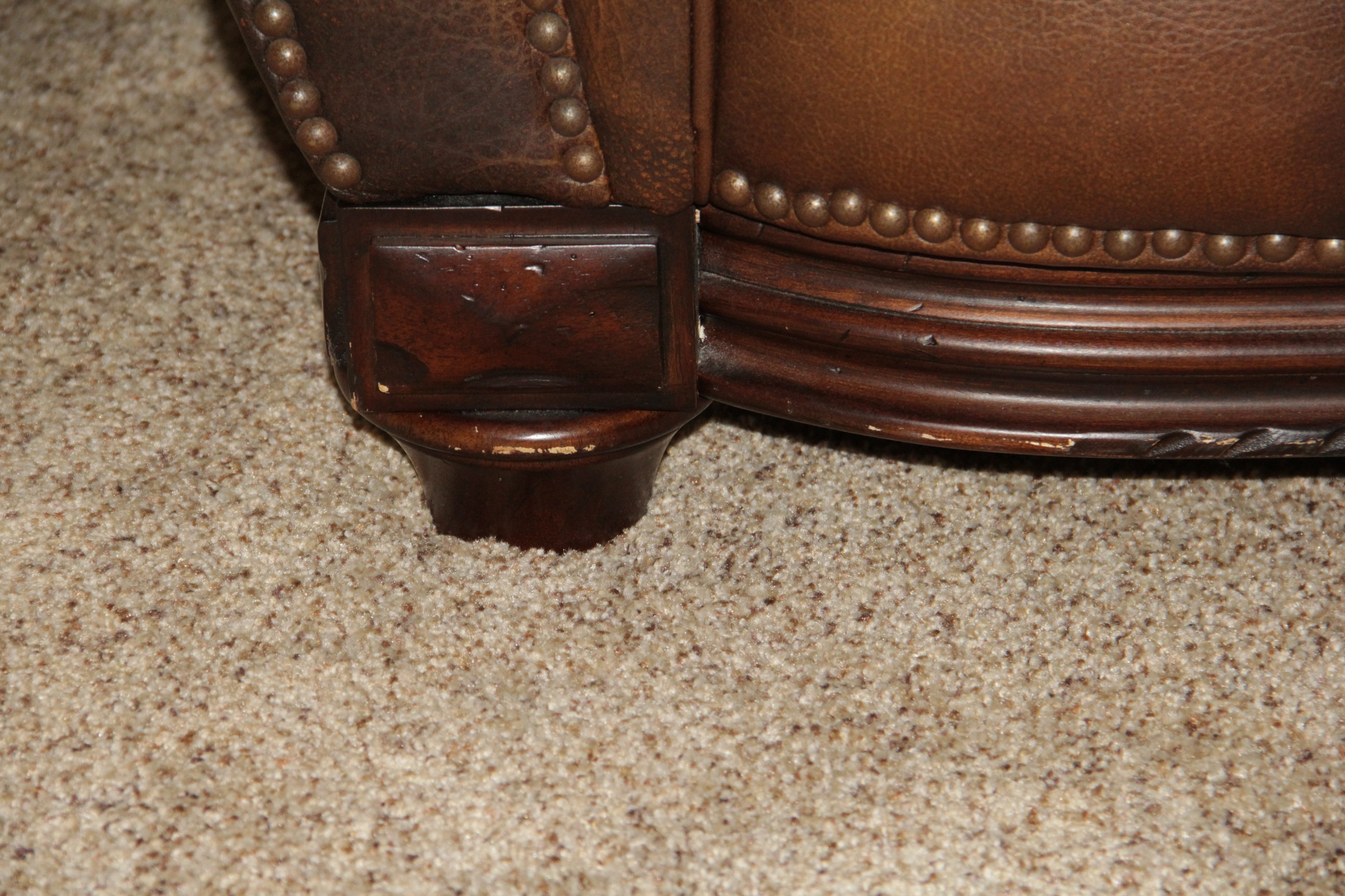 Leather Arm Chair and Ottoman by Lane