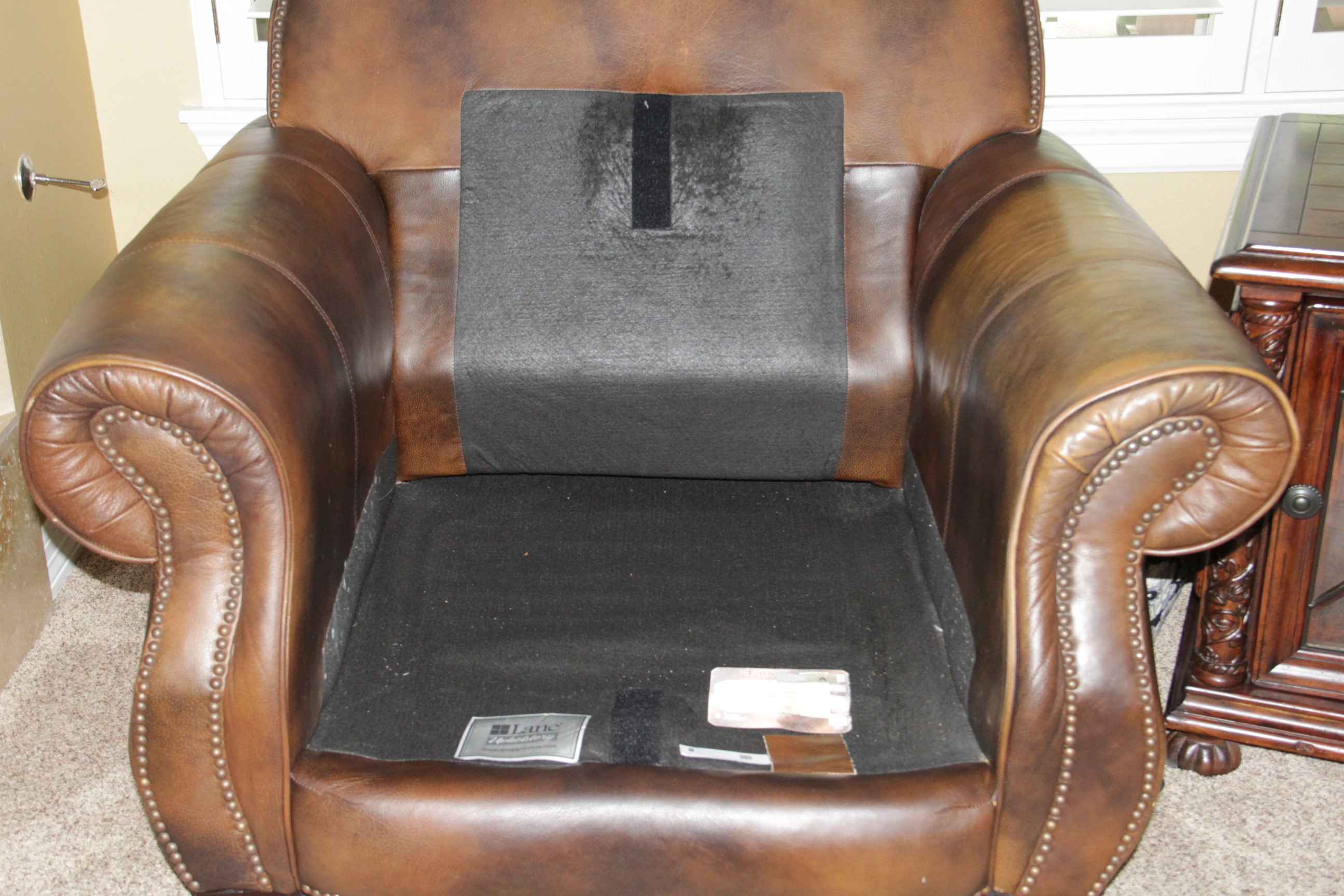 Leather Arm Chair and Ottoman by Lane