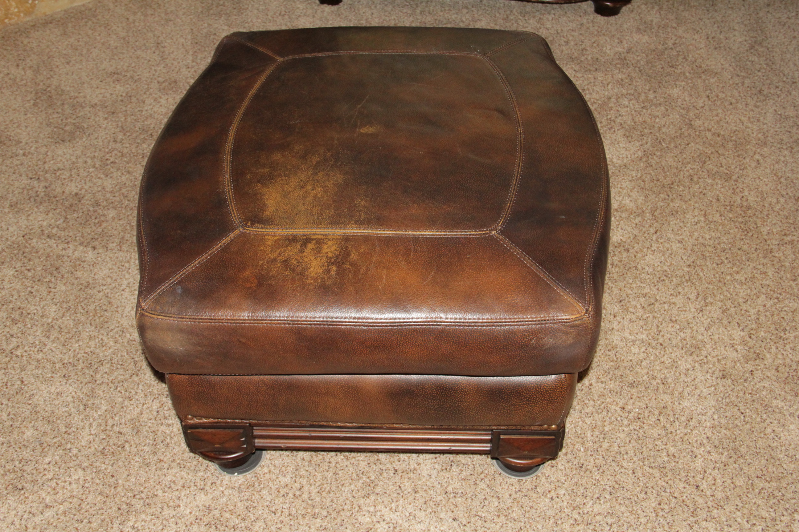 Leather Arm Chair and Ottoman by Lane