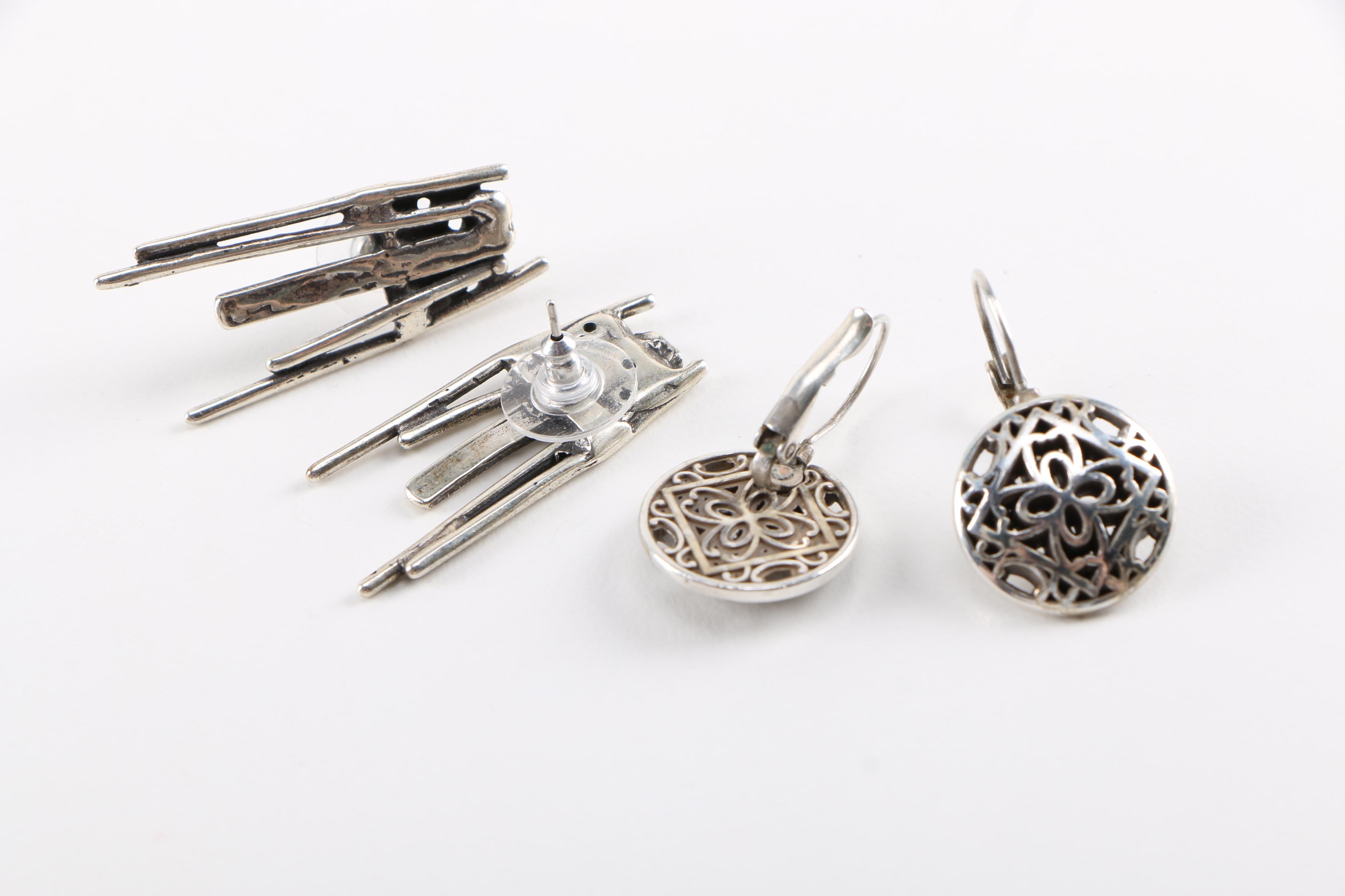 Assortment of Silver Tone Jewelry Including Abalone and Mother of Pearl Stones