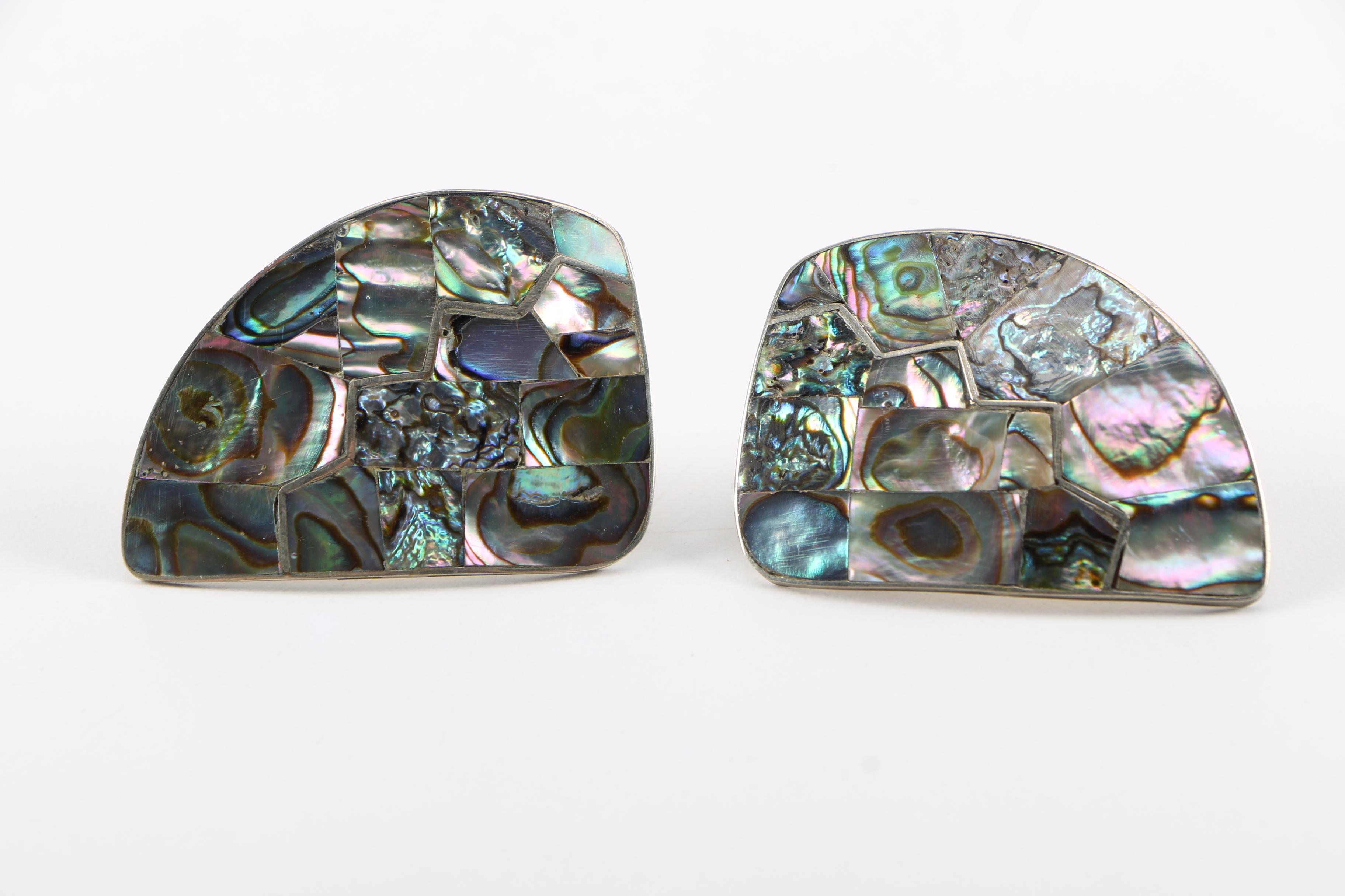 Assortment of Silver Tone Jewelry Including Abalone and Mother of Pearl Stones