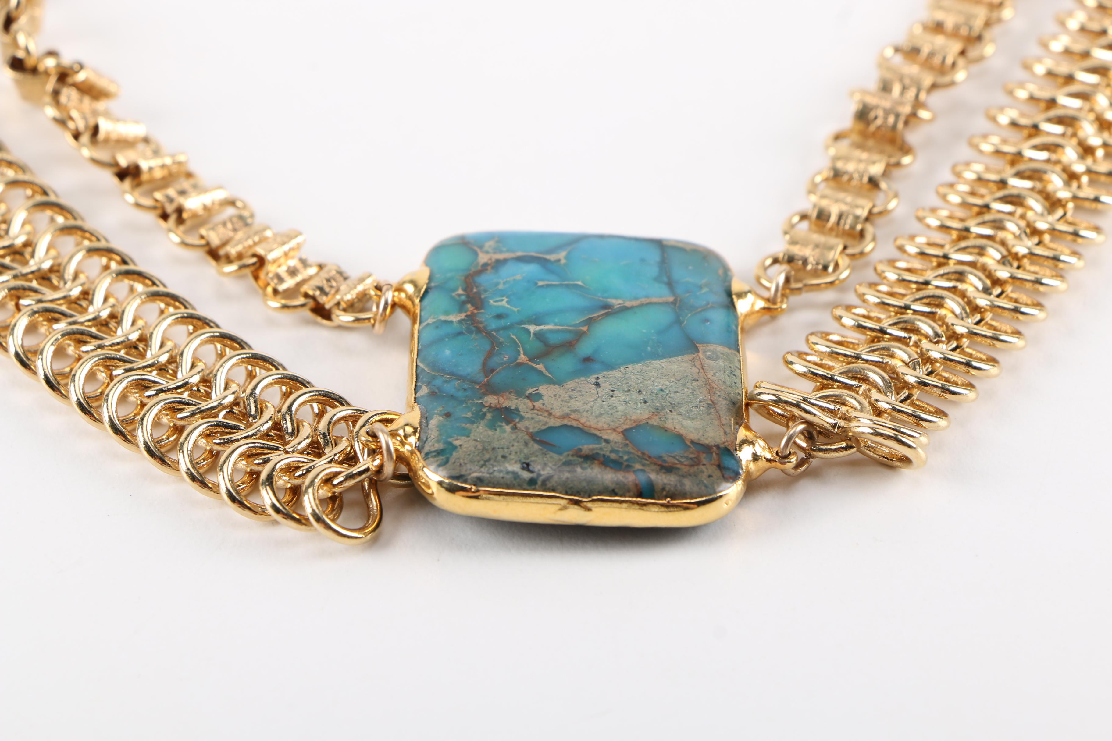 Gold Filled Necklace With Dyed Howlite