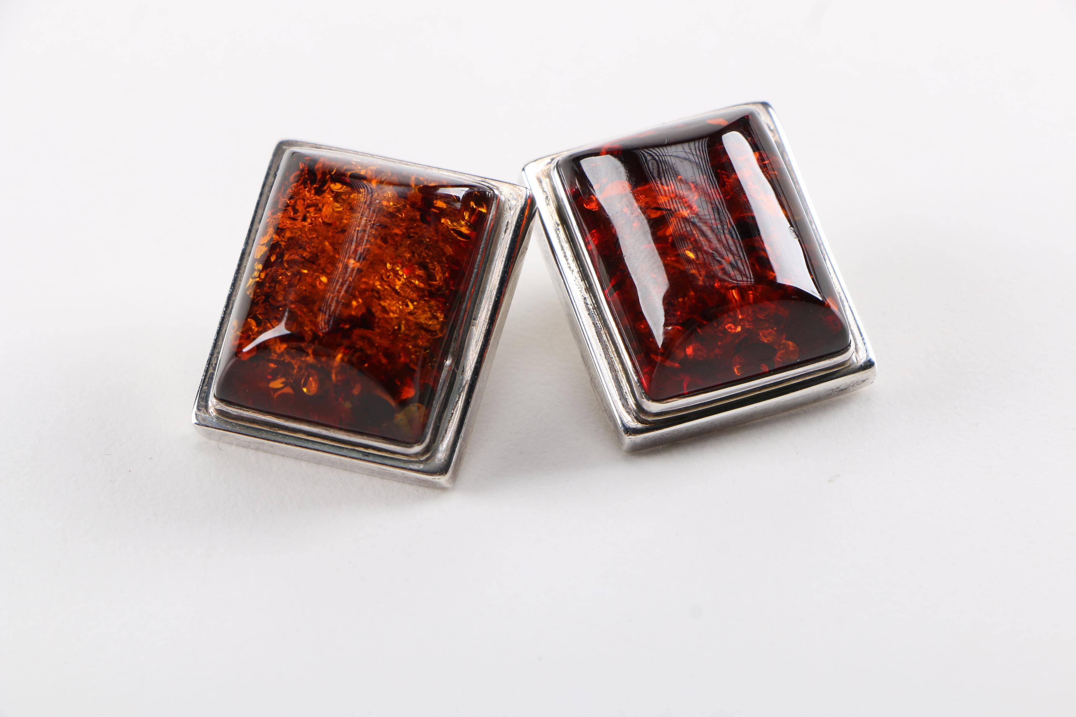 Sterling Silver and Amber Demi Parure by Lori Bonn