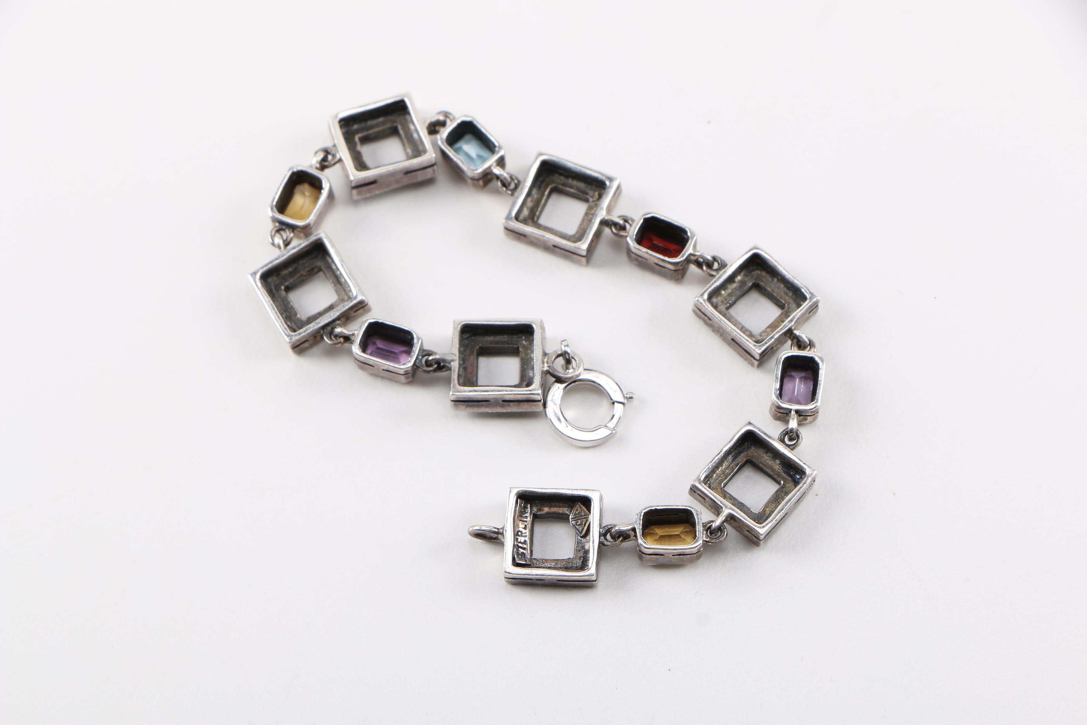 Sterling Silver and Gemstone Bracelet