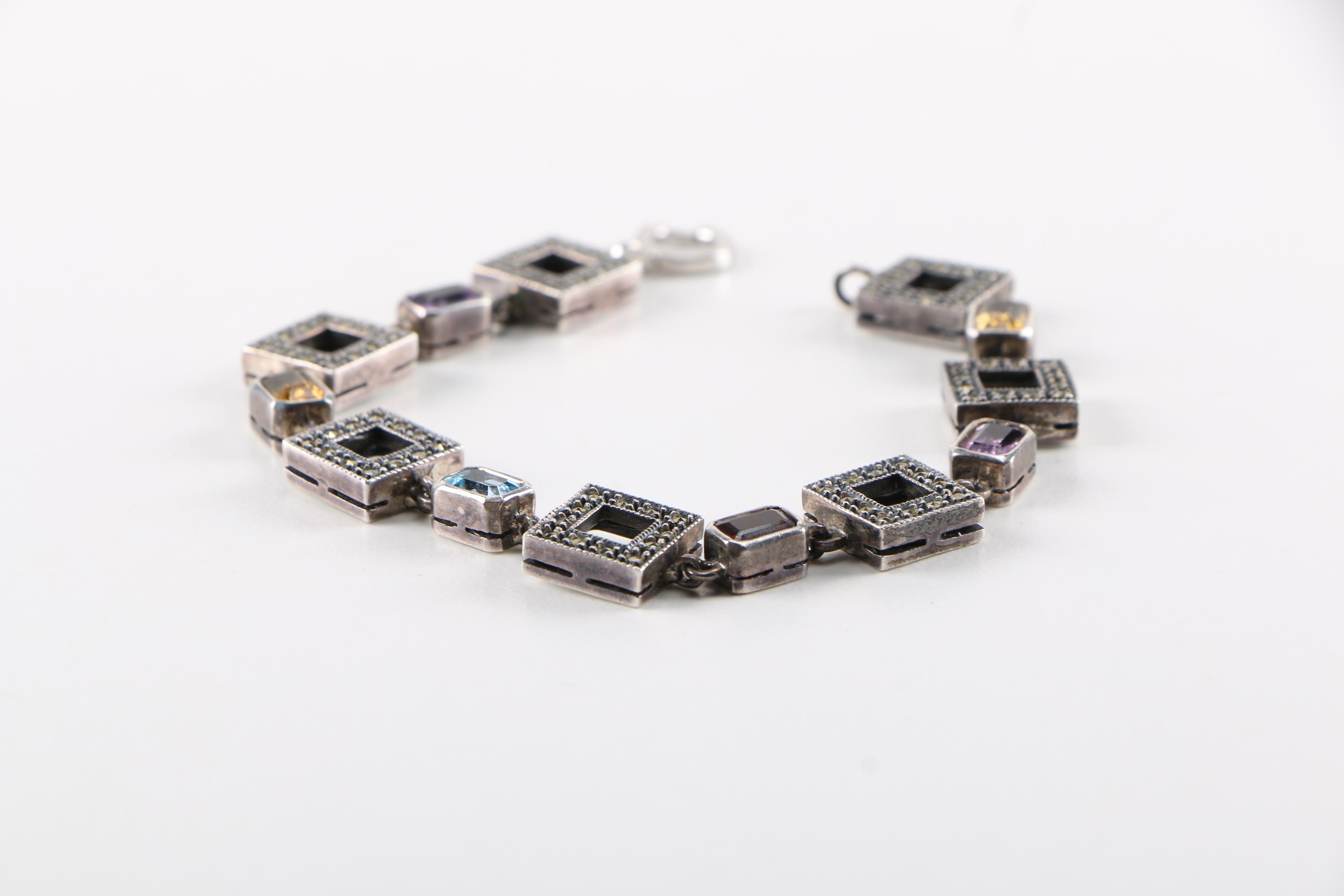 Sterling Silver and Gemstone Bracelet