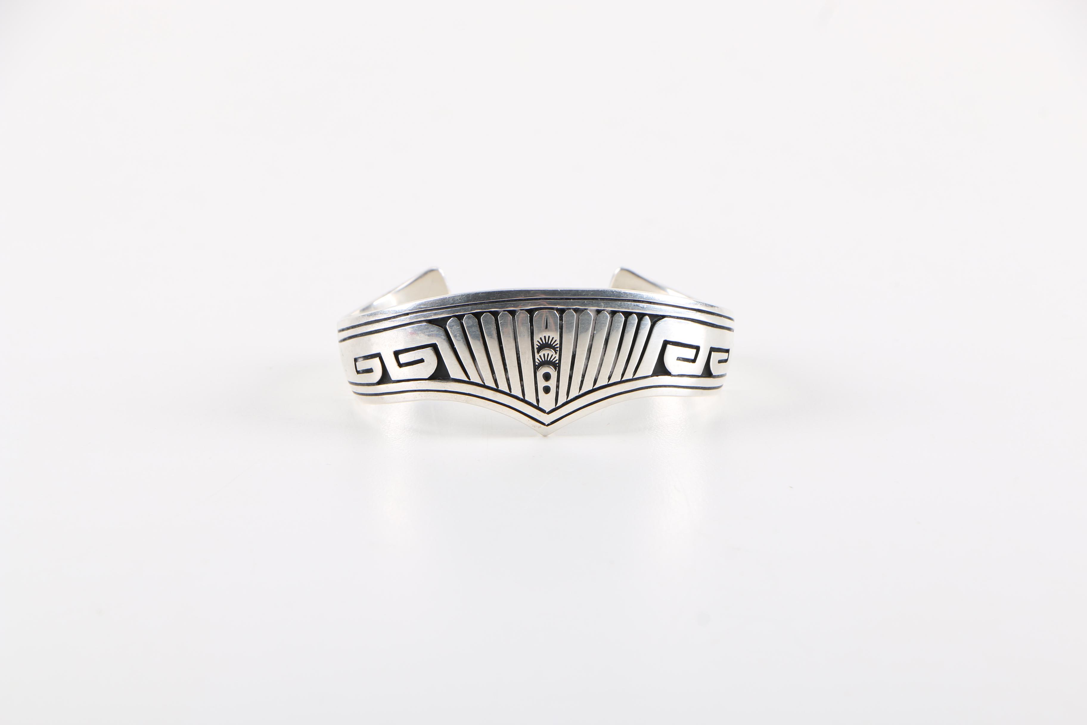 Hopi Style Sterling Silver Cuff Bracelet