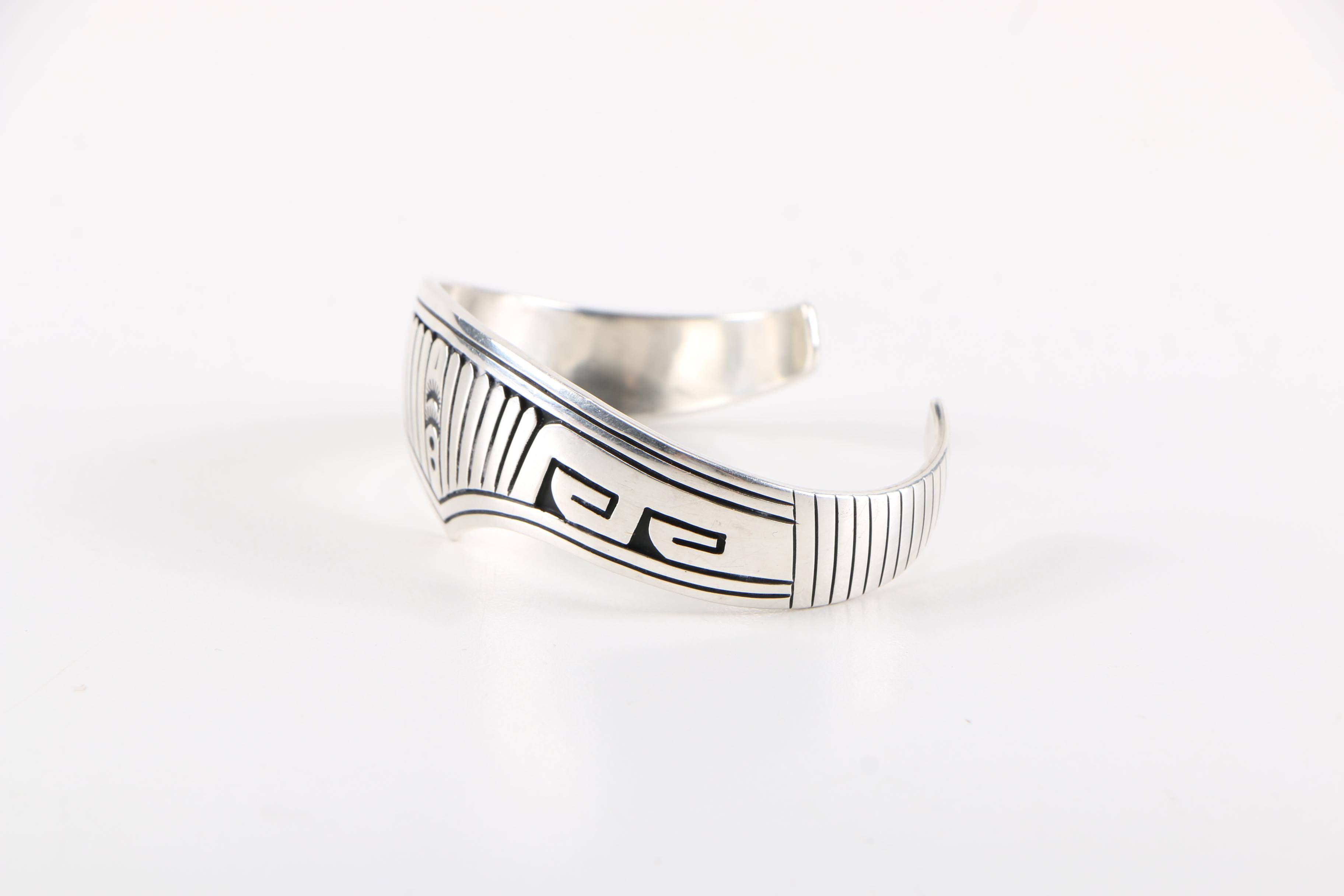 Hopi Style Sterling Silver Cuff Bracelet