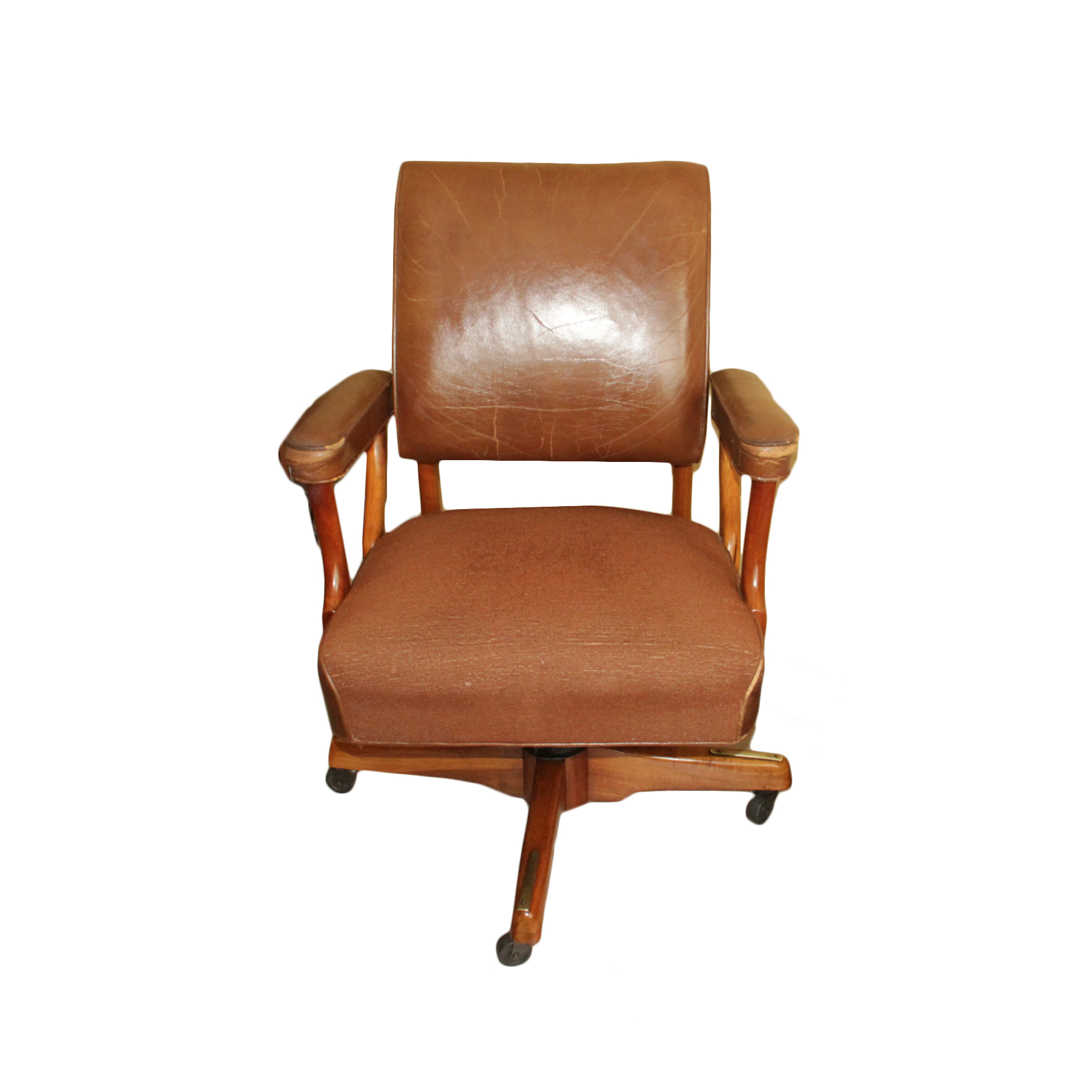 Brown Leather Rolling Office Chair