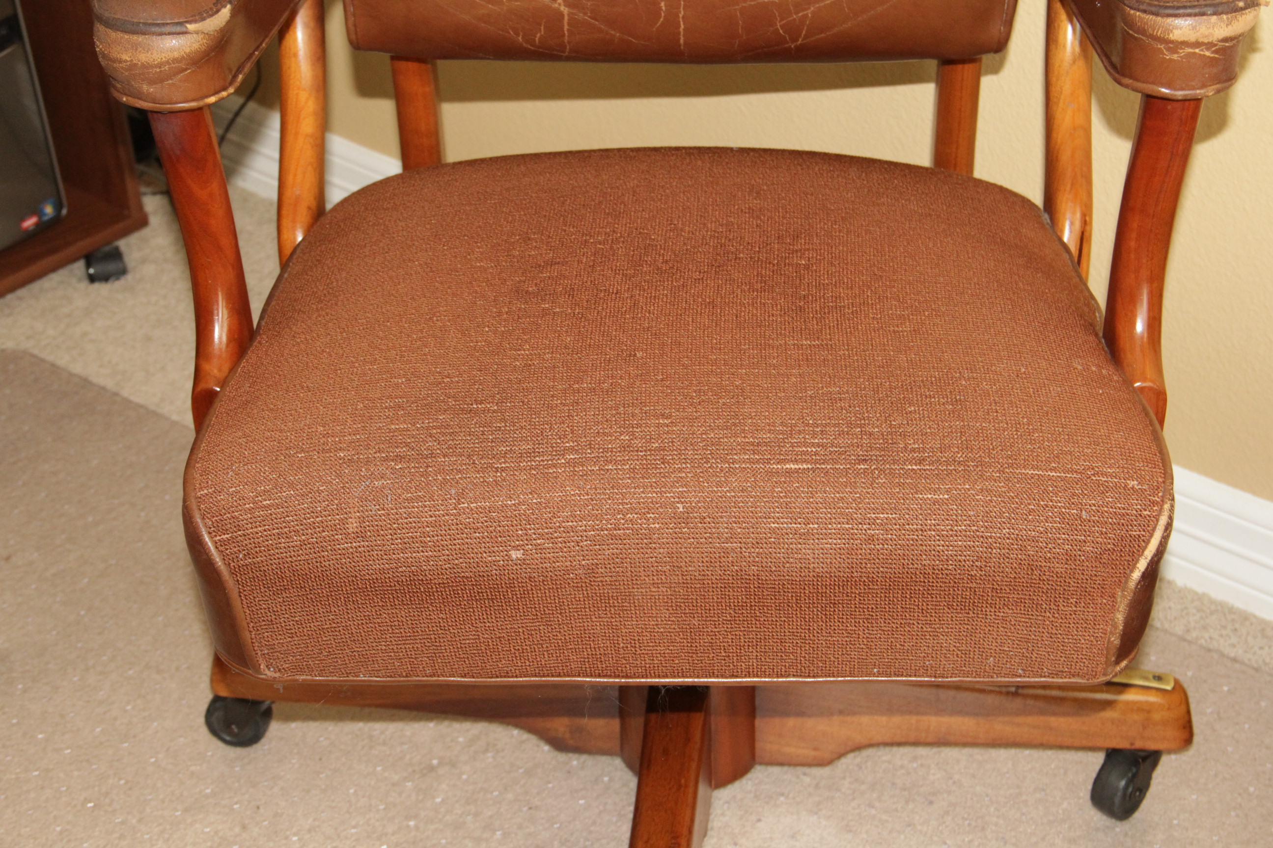 Brown Leather Rolling Office Chair