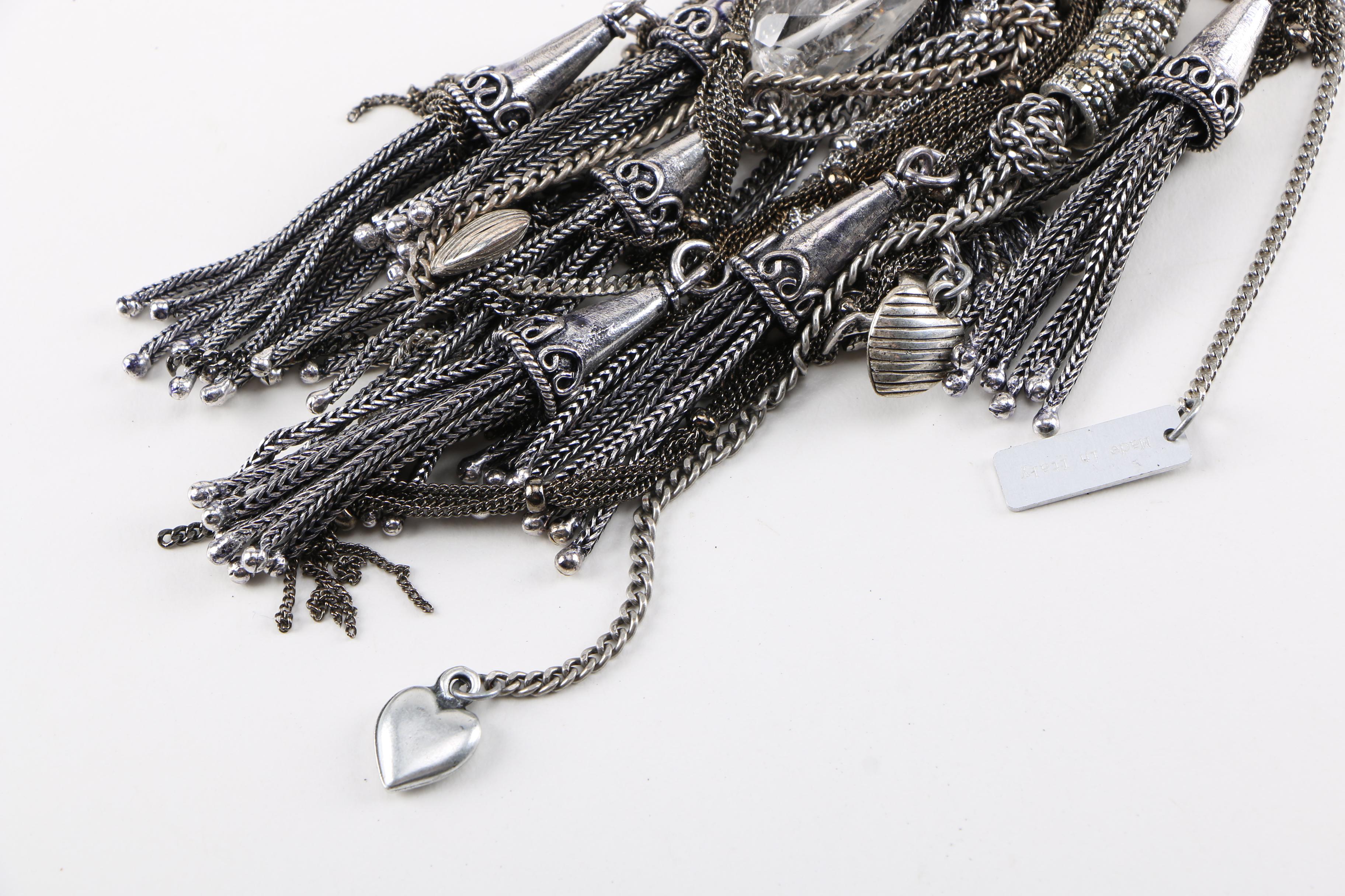 Maiden-Art Silver Tone Multi Strand Lariat Necklace