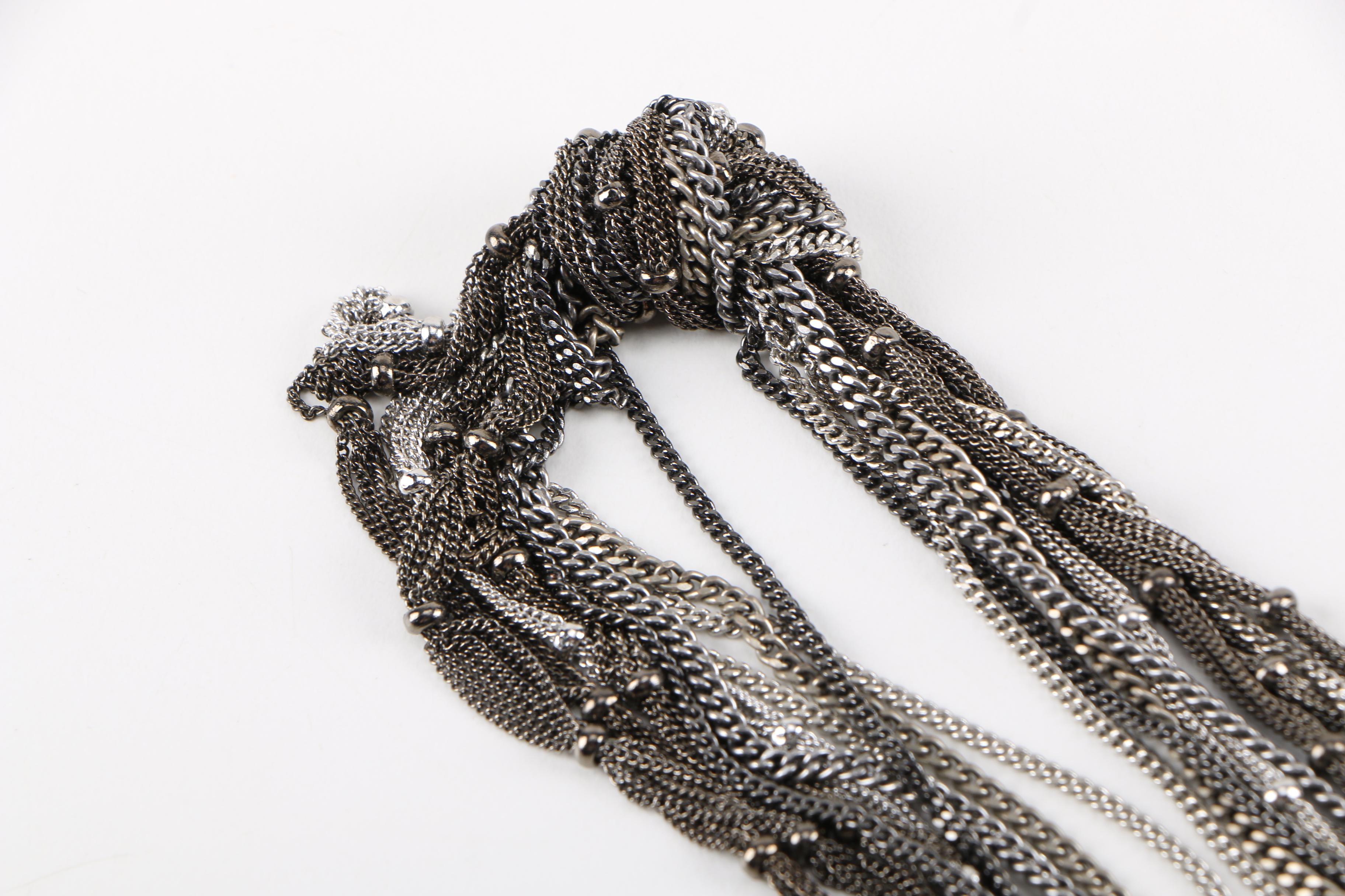 Maiden-Art Silver Tone Multi Strand Lariat Necklace