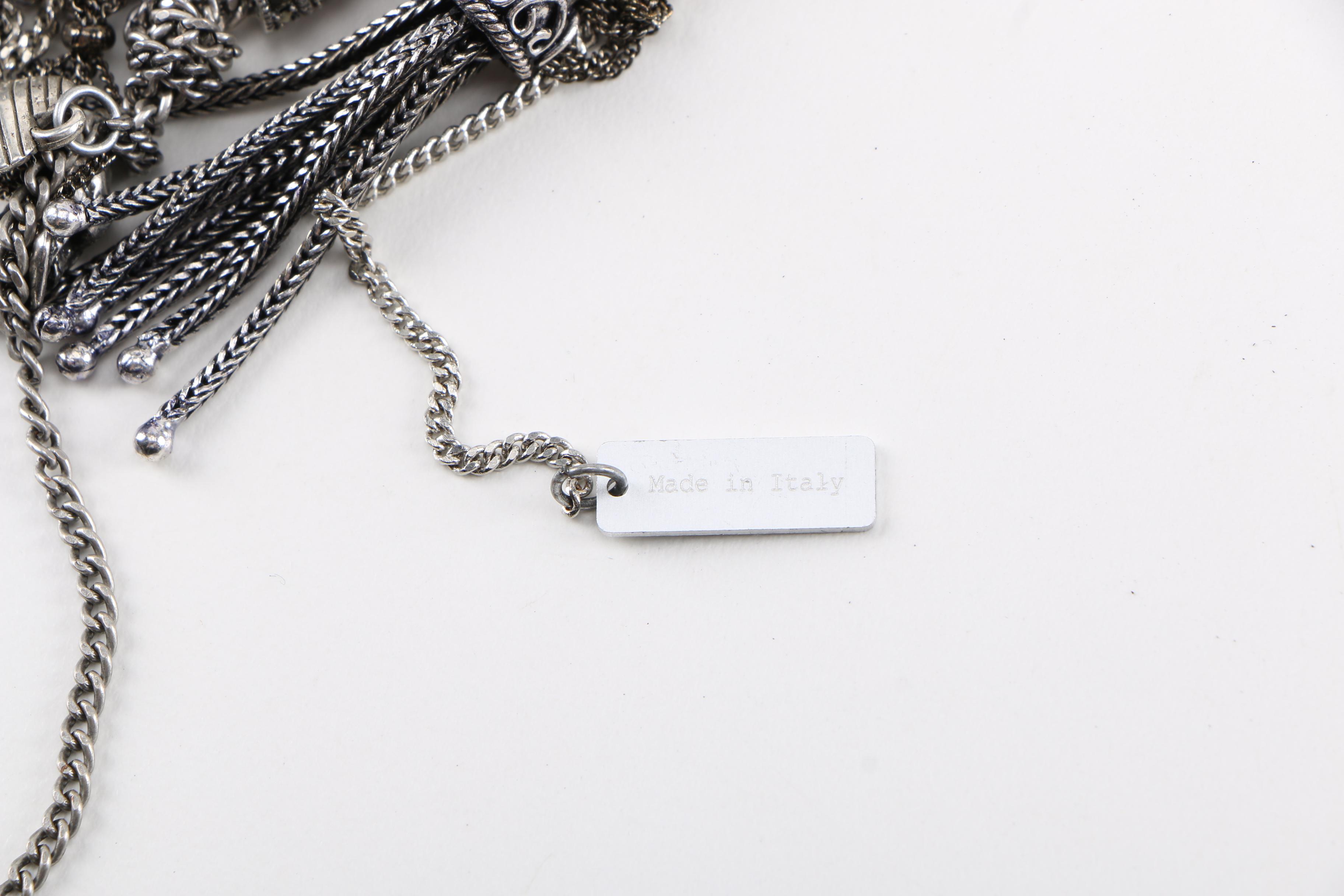 Maiden-Art Silver Tone Multi Strand Lariat Necklace