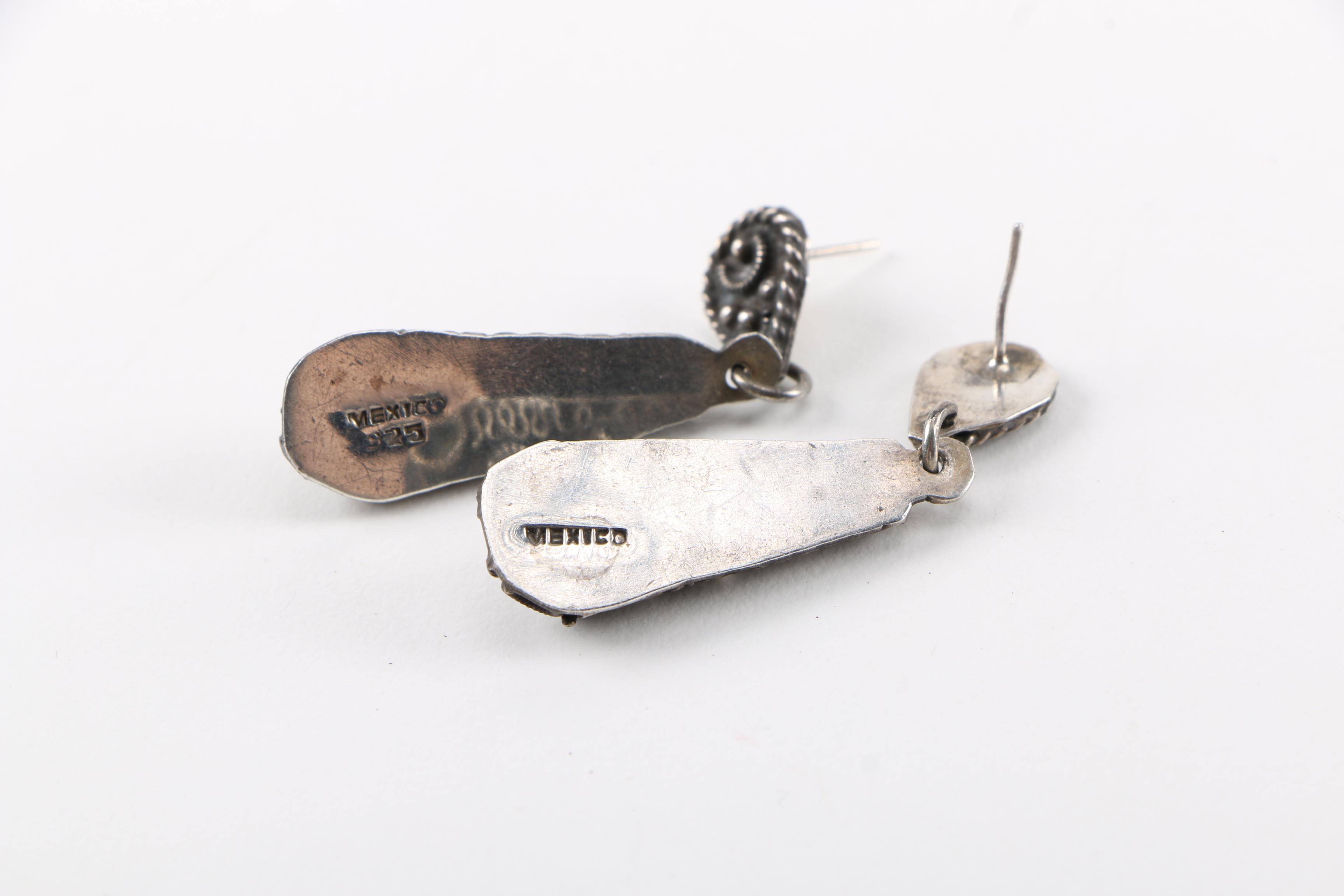 Sterling Silver Demi Parure Pendant Necklace and Dangle Earrings