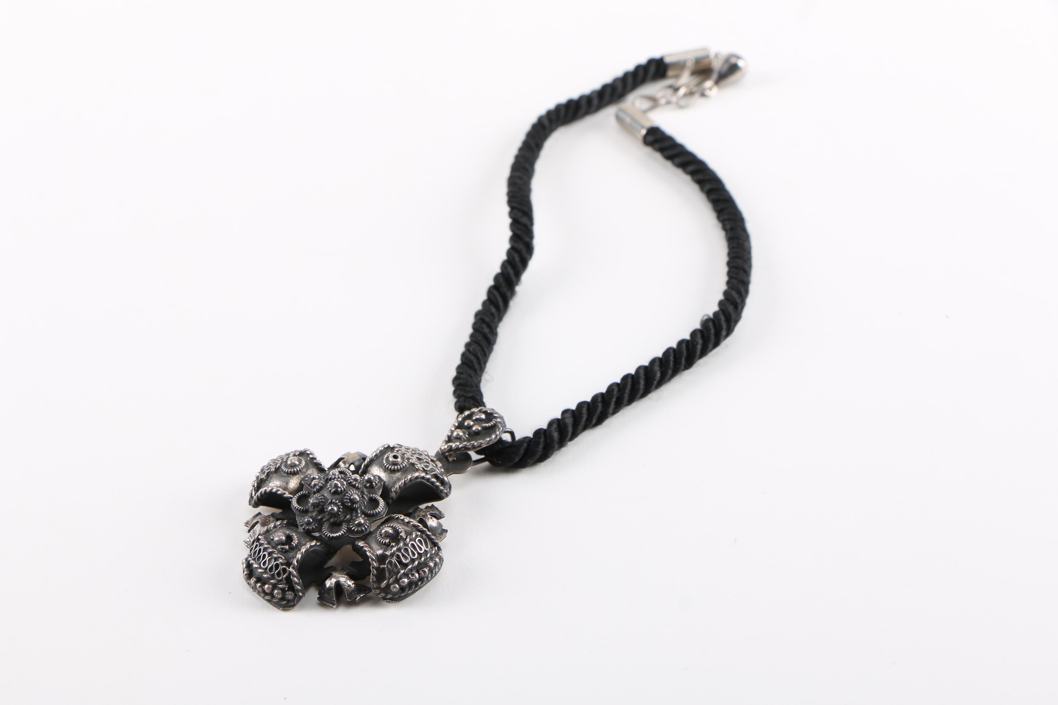 Sterling Silver Demi Parure Pendant Necklace and Dangle Earrings