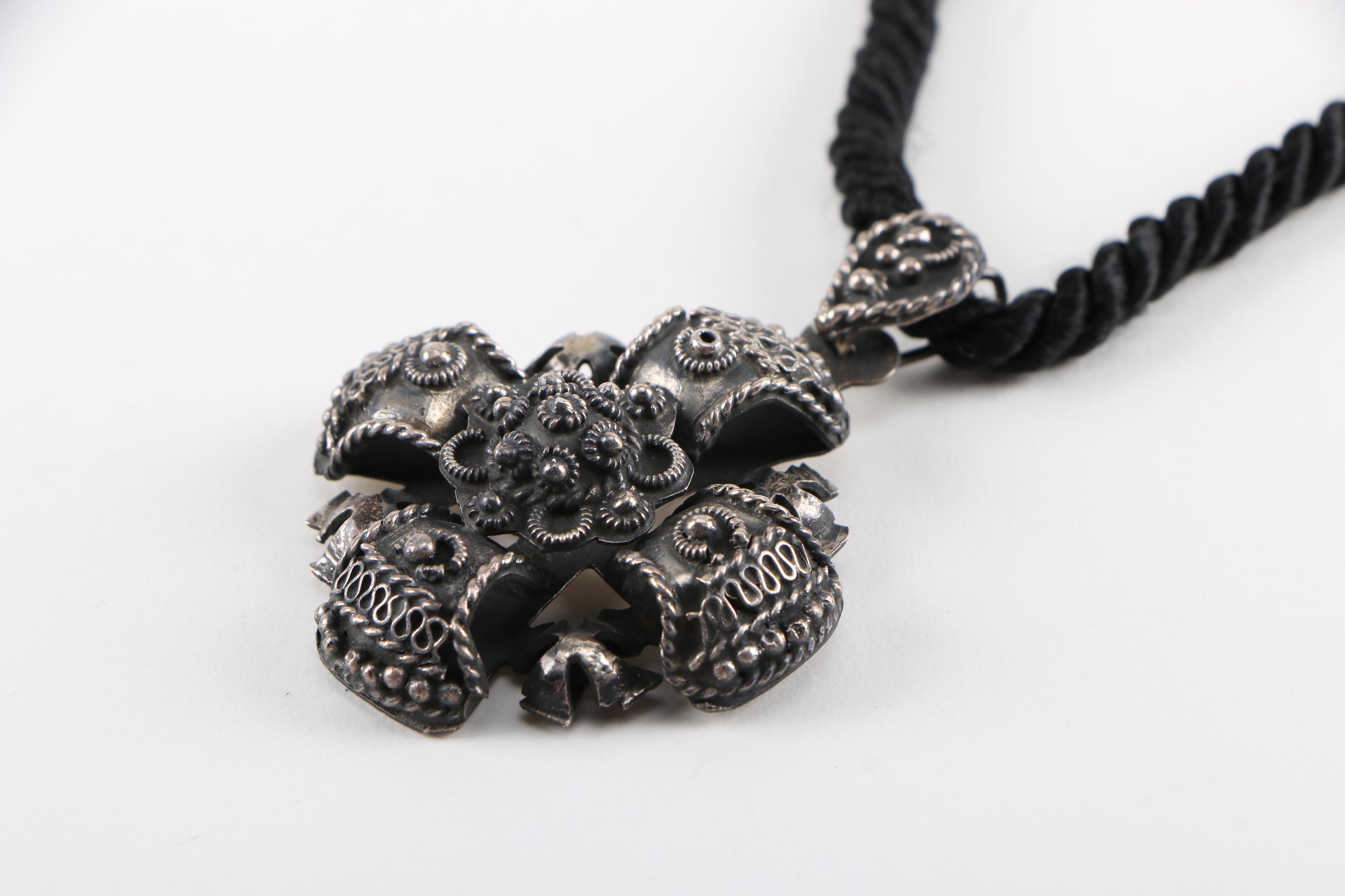 Sterling Silver Demi Parure Pendant Necklace and Dangle Earrings