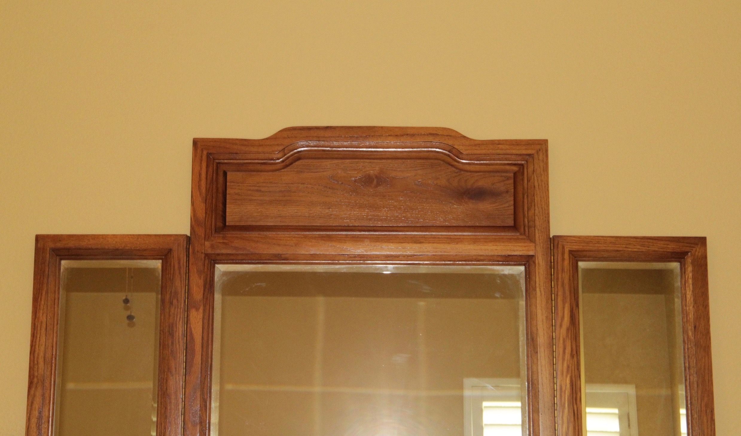 Vintage Campaign Style Oak Dresser With Mirror by Bassett