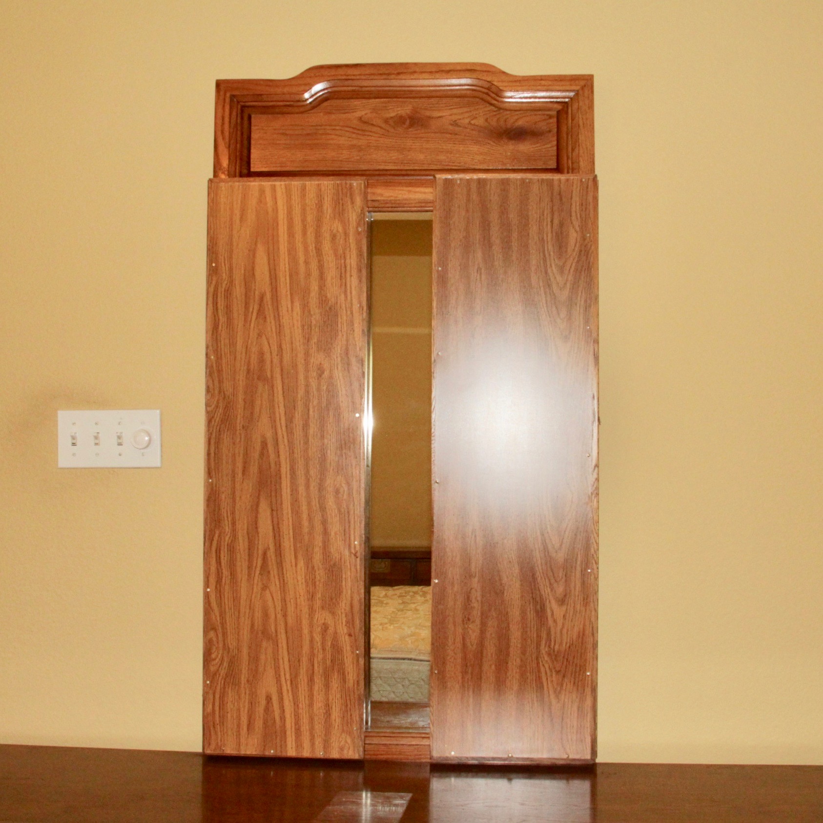 Vintage Campaign Style Oak Dresser With Mirror by Bassett