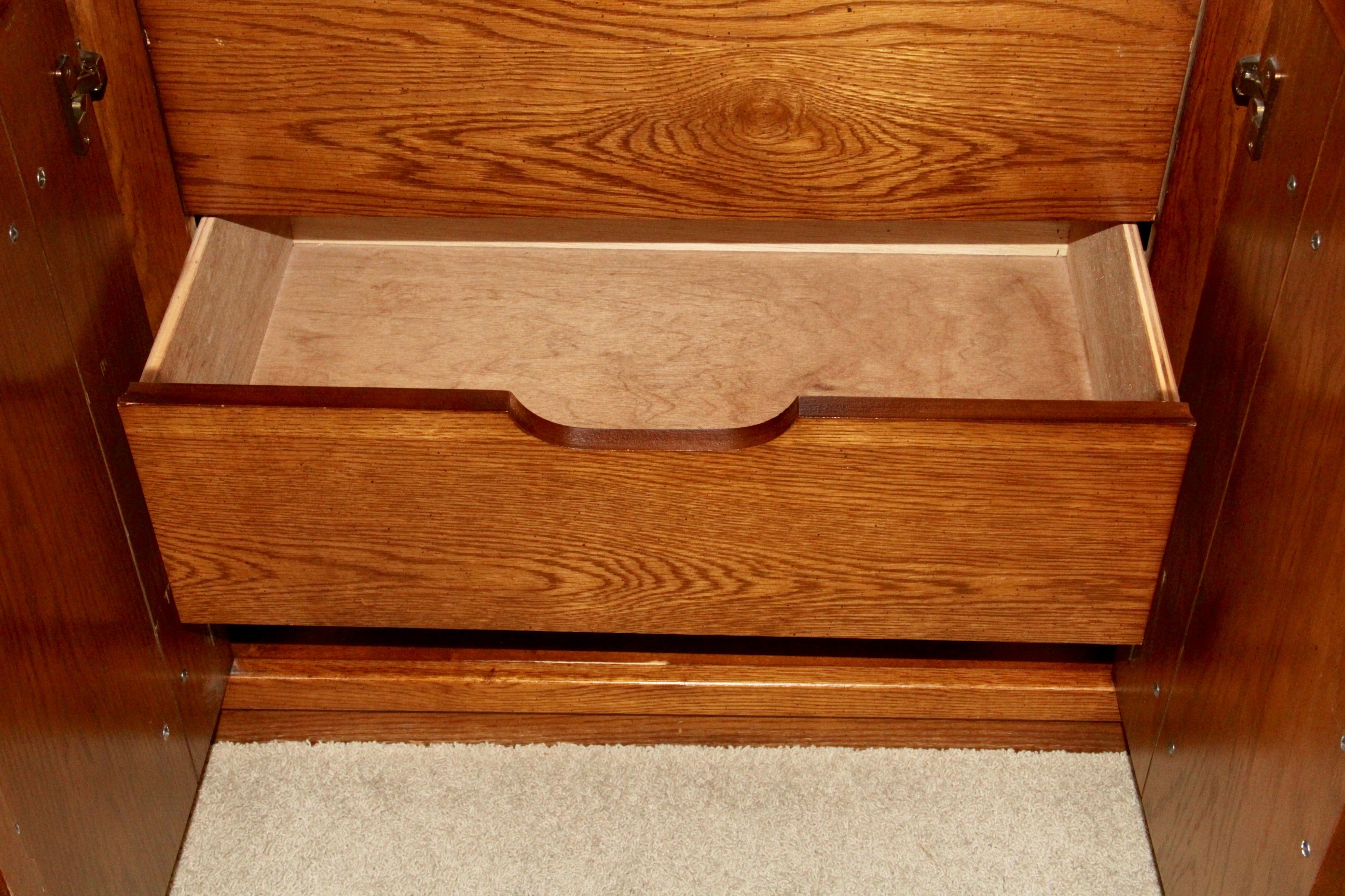 Vintage Campaign Style Oak Dresser With Mirror by Bassett