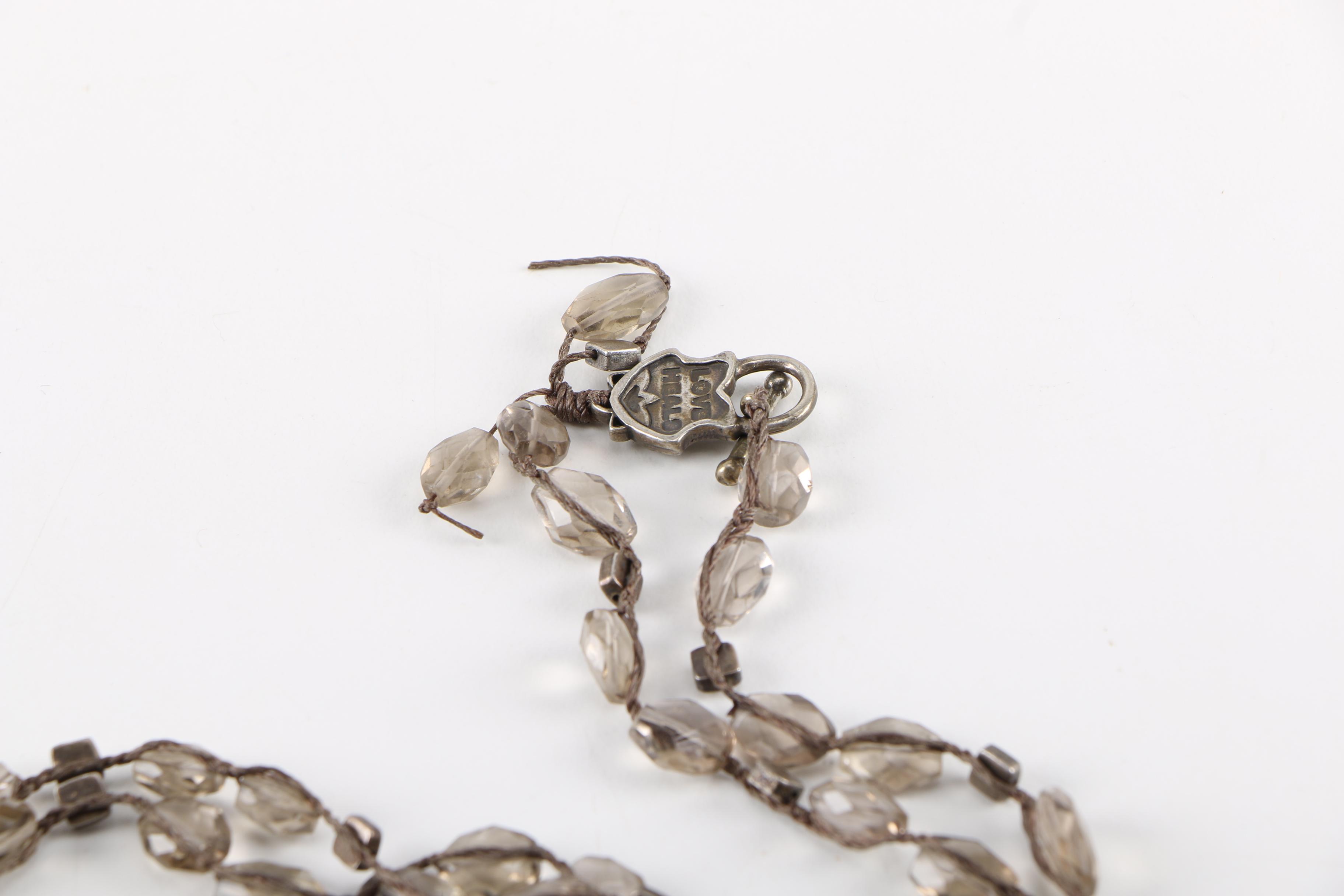 "Love Heals" Necklace With Smoky Quartz Beads