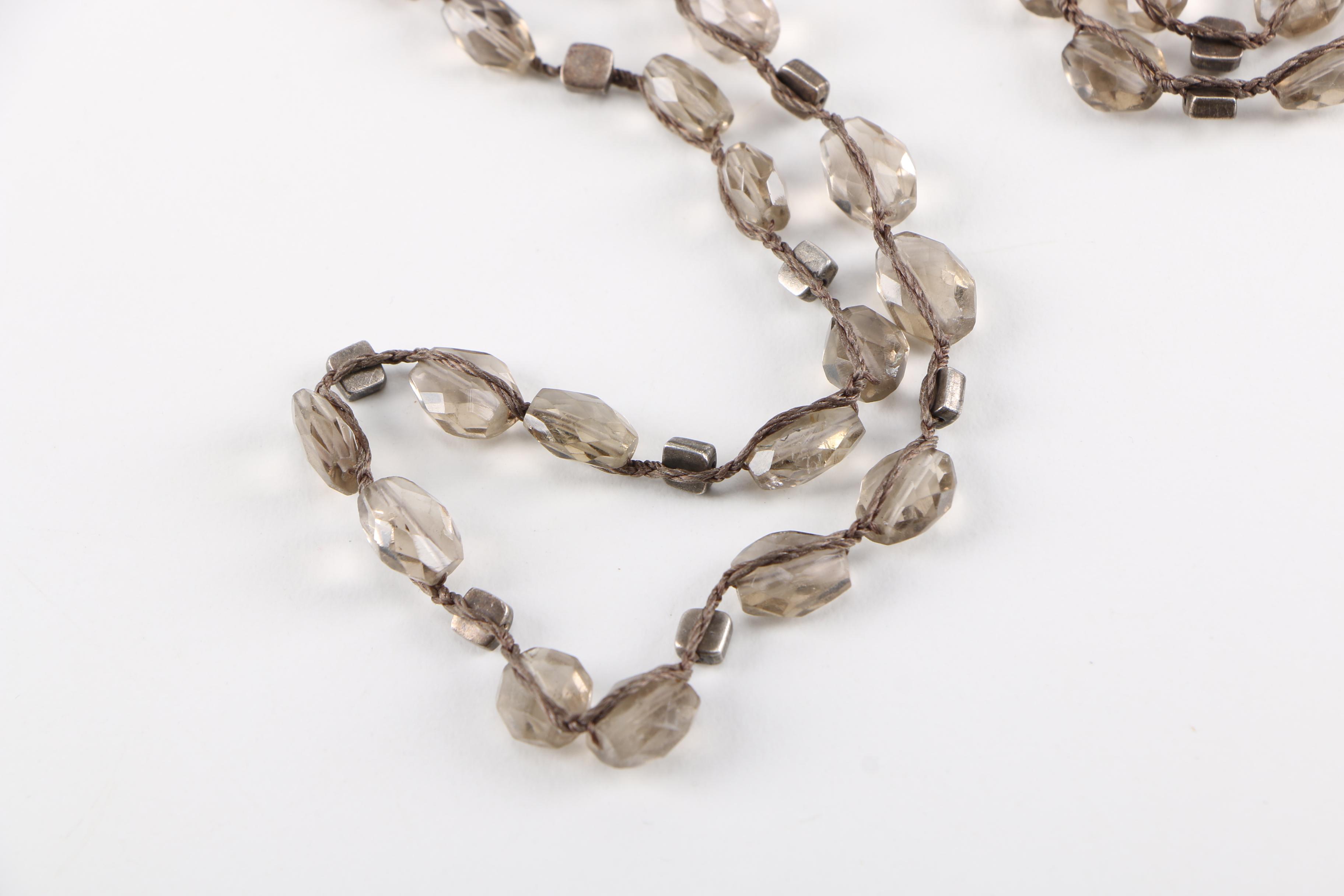 "Love Heals" Necklace With Smoky Quartz Beads