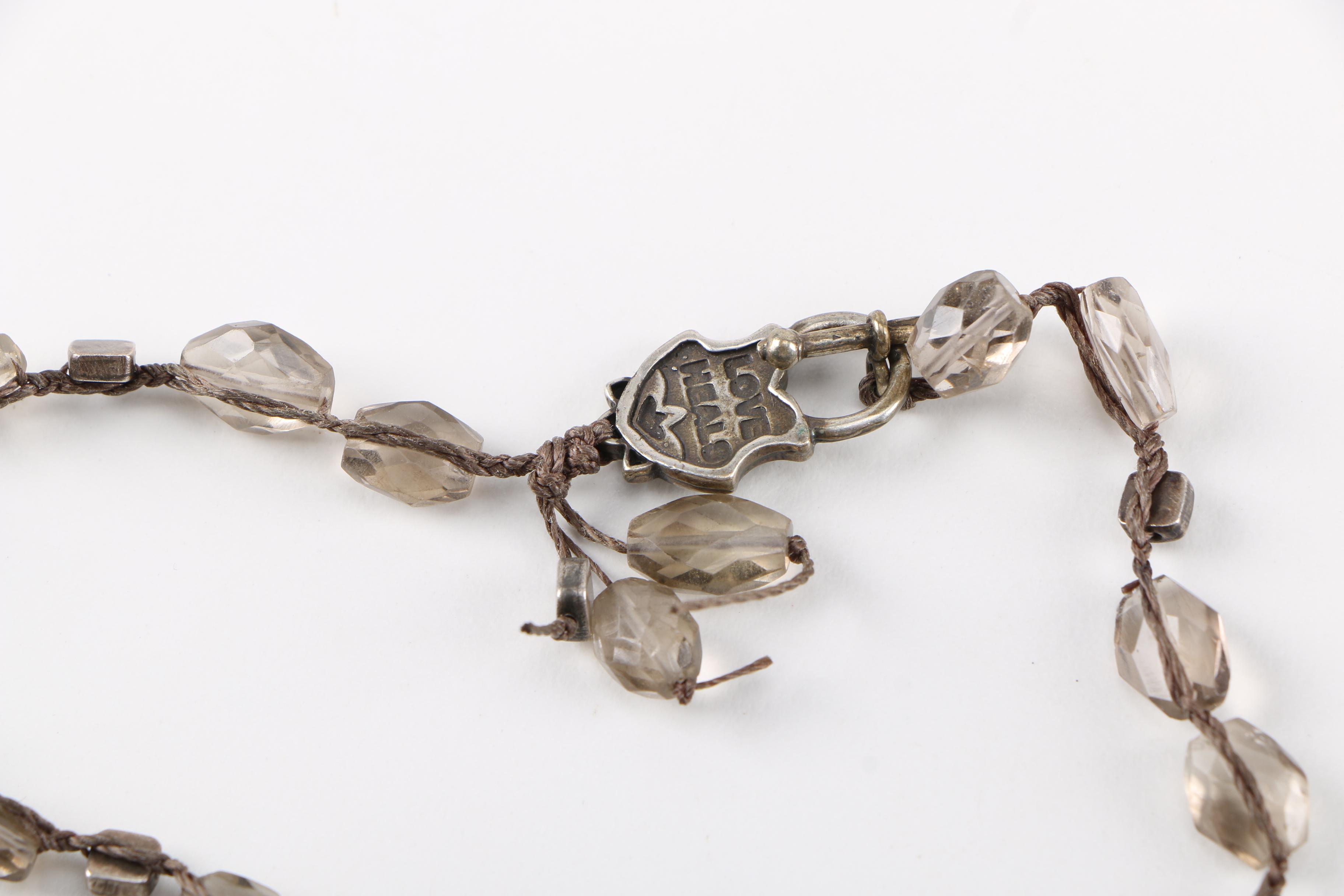 "Love Heals" Necklace With Smoky Quartz Beads